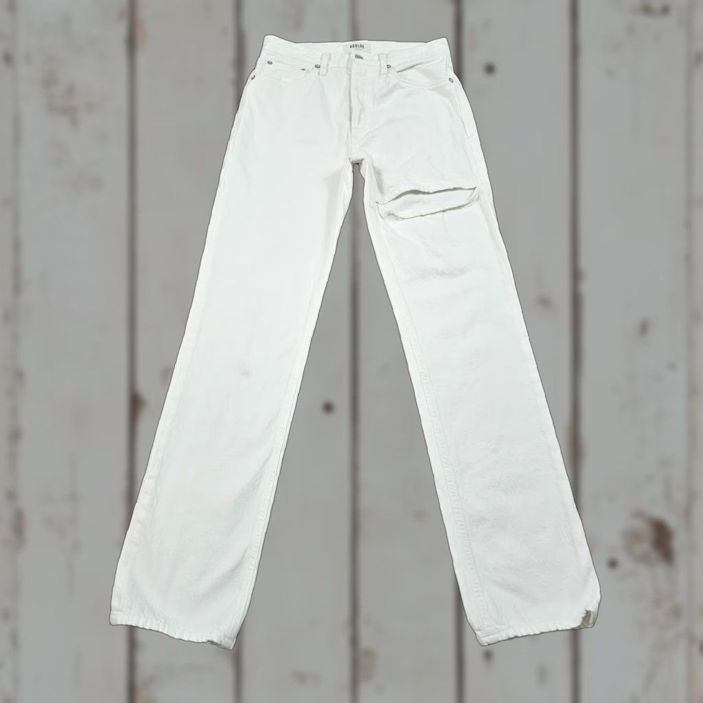 Agolde AGOLDE Jeans Women's 25 White Straight Cotton Denim Made in USA 26x31 Size 42" / US 20 - 1 Thumbnail