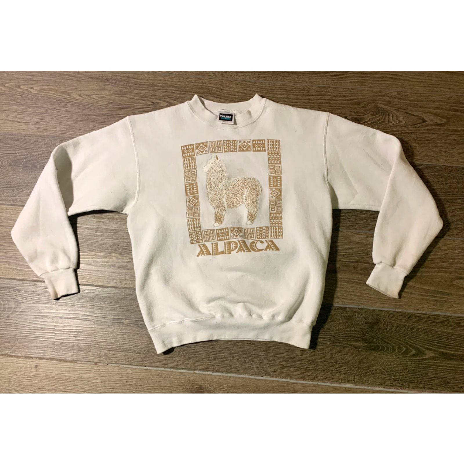 Tultex 90s Tultex Alpaca Crewneck Sweatshirt Medium White Mens Size US M / EU 48-50 / 2 - 2 Thumbnail