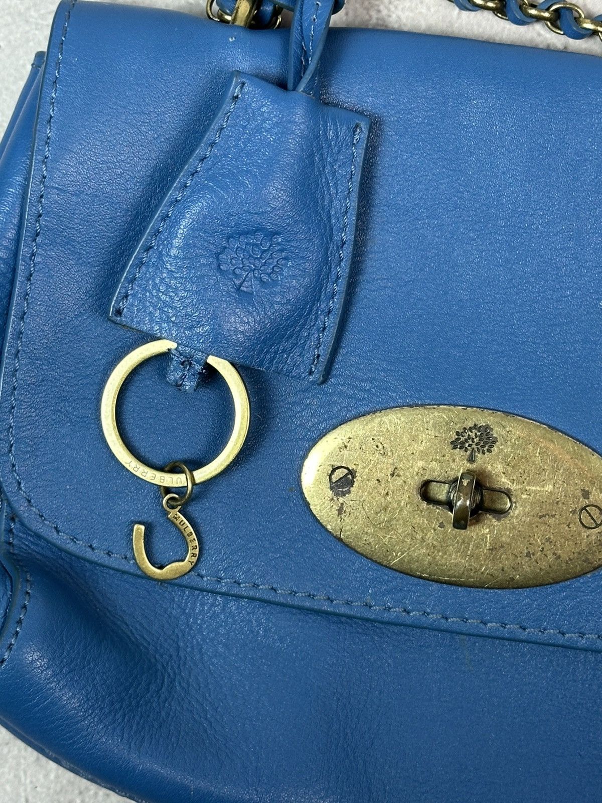 Mulberry Vintage Mulberry Leather Blue Handle Chain Mini Bag Size ONE SIZE - 7 Thumbnail
