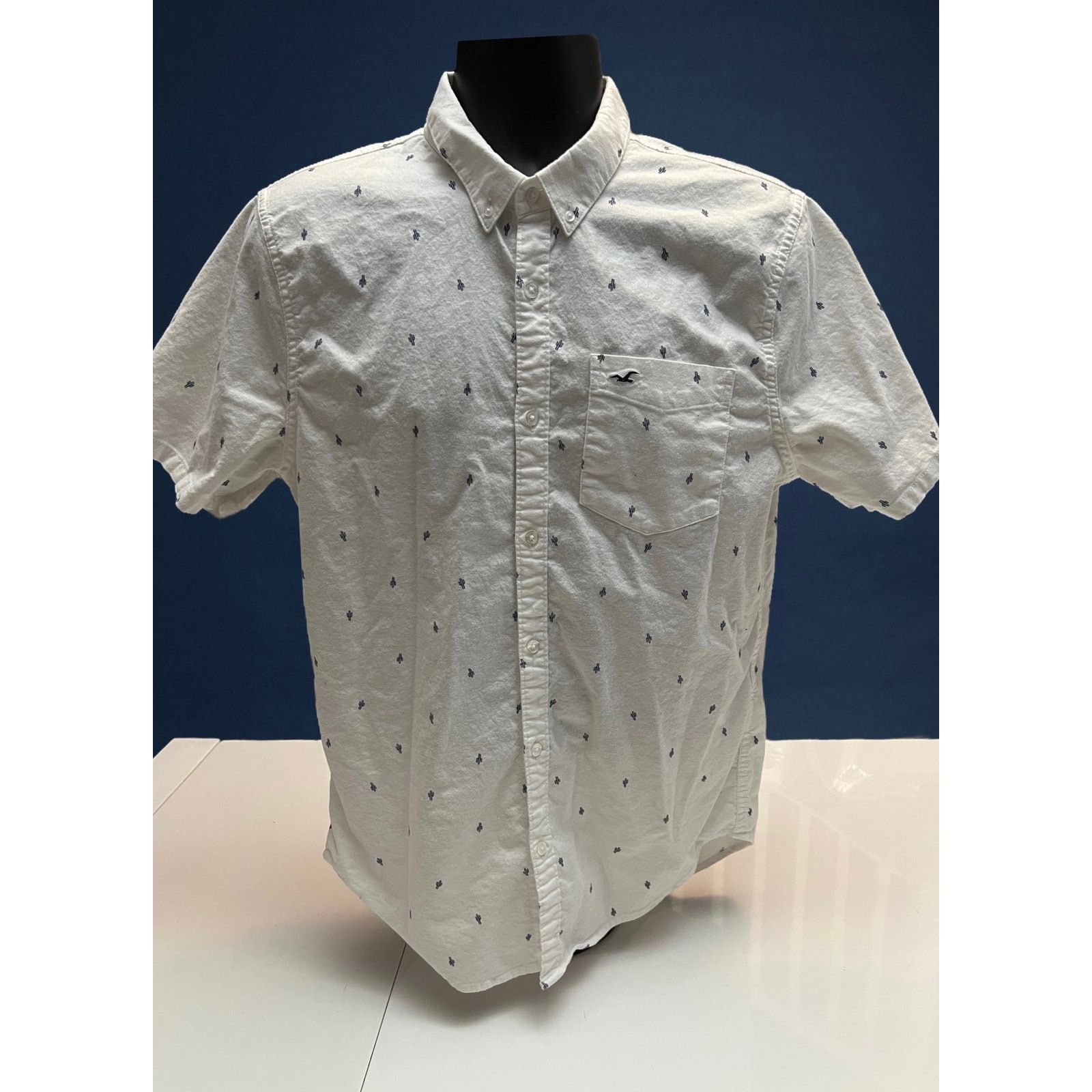 Hollister Hollister Button Up Cactus Print White Short Sleeve Shirt Size US M / EU 48-50 / 2 - 1 Thumbnail