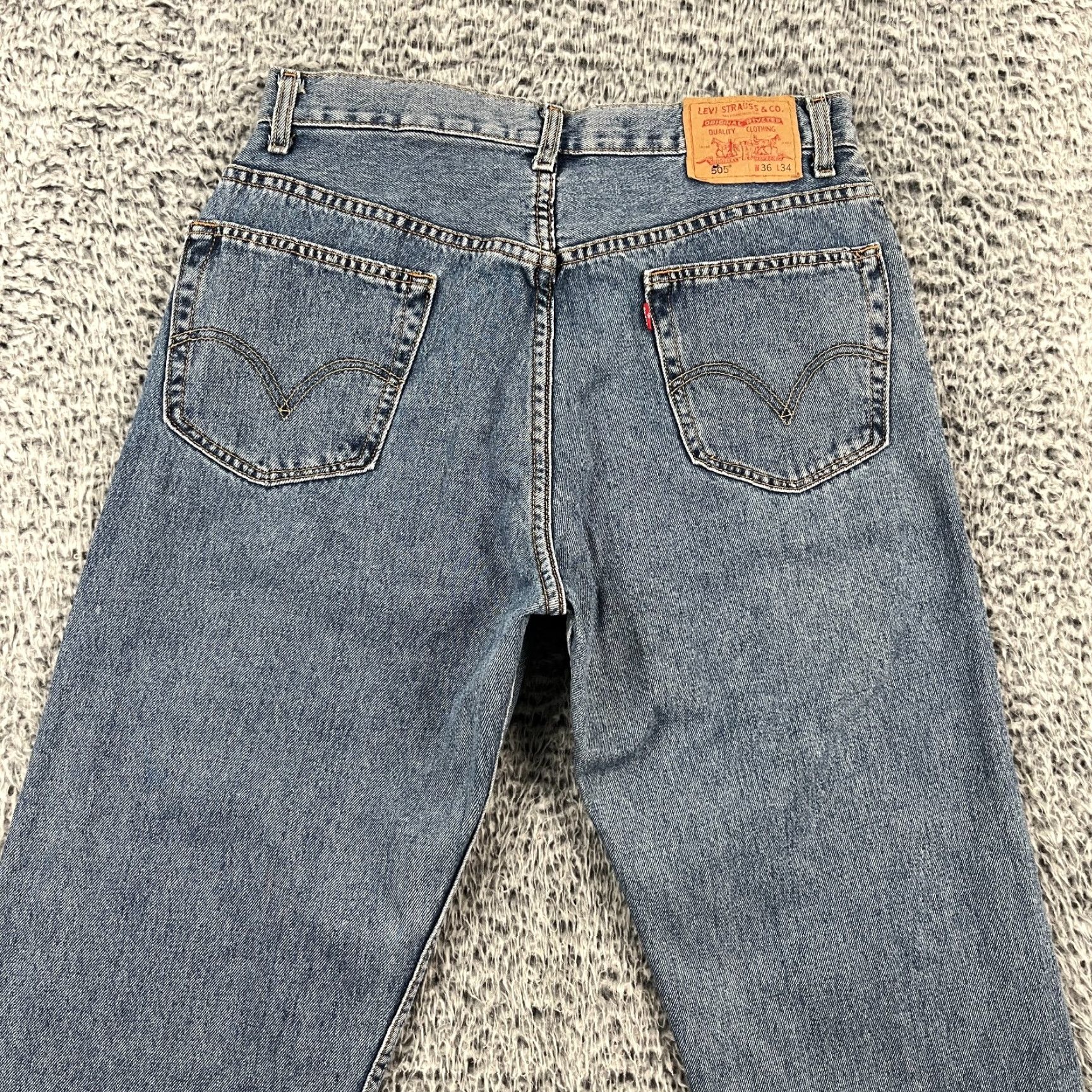 Levi's VINTAGE Levi's 505 Jeans Mens 36x34 Straight Denim Blue 5-Pocket Distressed Casual Size US 36 / EU 52 - 3 Thumbnail