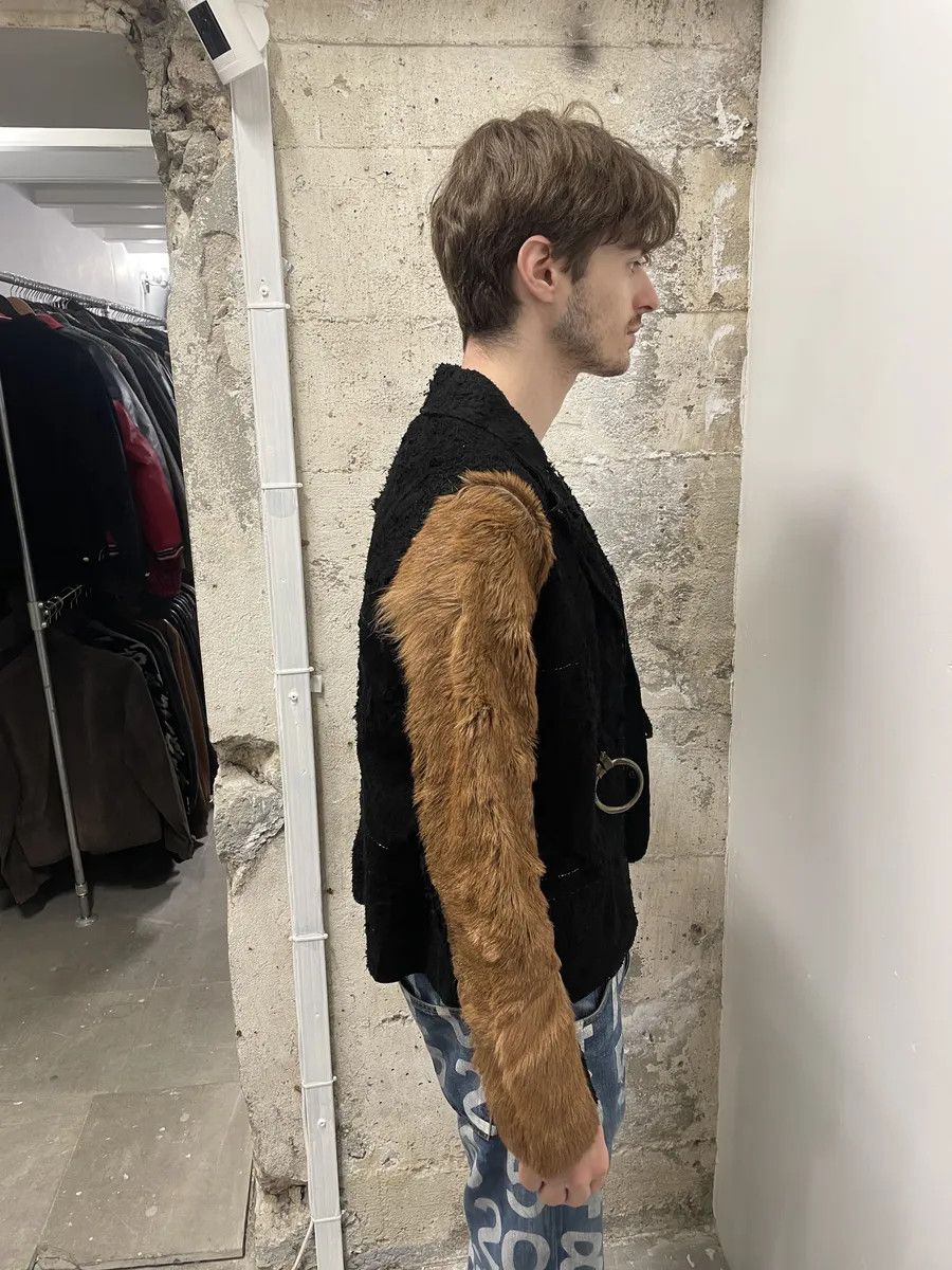 Just Cavalli 2000s Cavalli Black & Brown Fur Effect Distressed Blazer Jacket Size US S / EU 44-46 / 1 - 11 Thumbnail