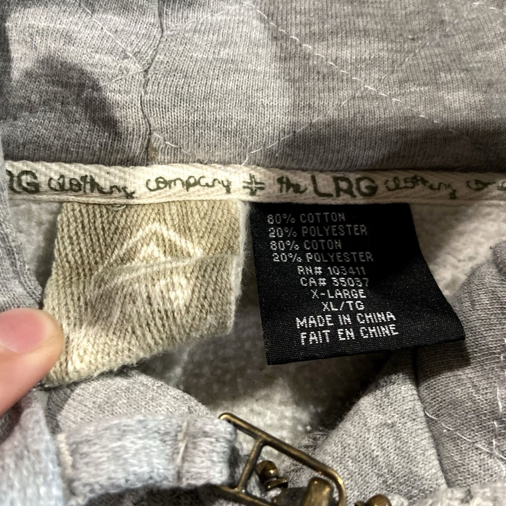 Vintage VINTAGE Lifted Research Group LRG Hoodie Full Zip Quilted Hood Gray XL Men Hip Hop Shirt Size US XL / EU 56 / 4 - 3 Thumbnail