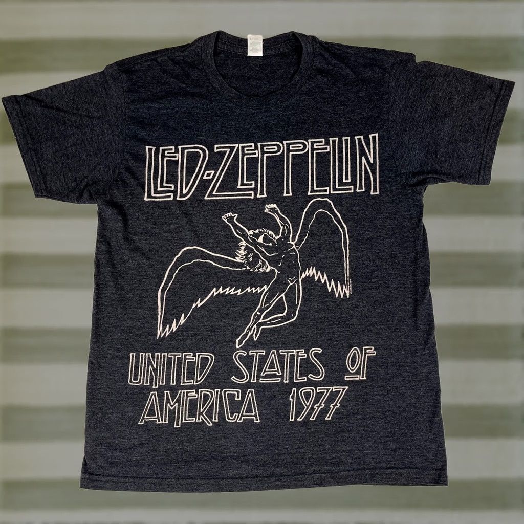 Vintage Led Zeppelin United States of America 1977 T-Shirt 707 Fantasy Activewear M Gray Shirt Unisex Adults Band Music XS? Size US M / EU 48-50 / 2 - 1 Thumbnail