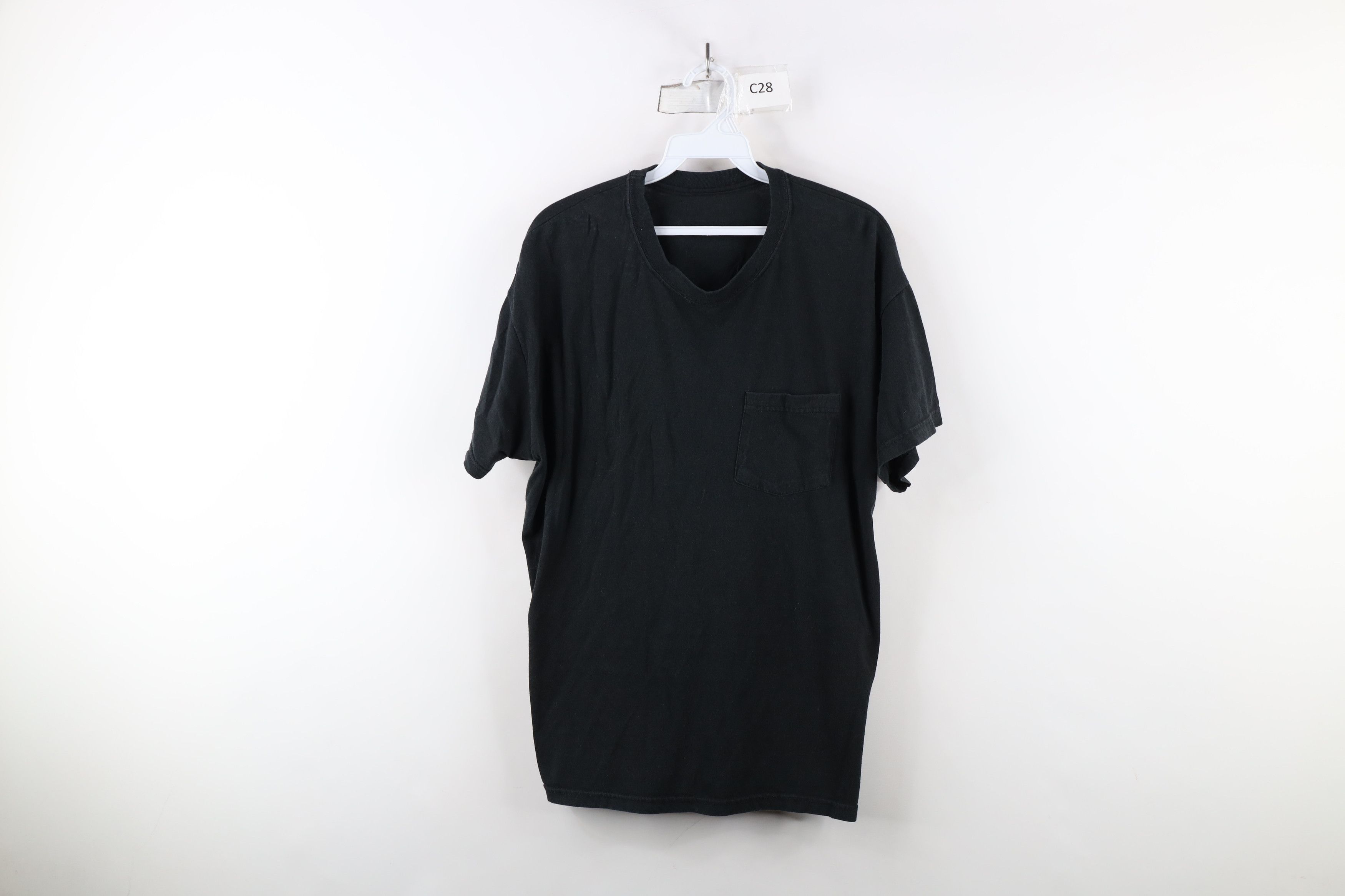 Vintage Vintage 90s Streetwear Blank Pocket T-Shirt Black Cotton Size US M / EU 48-50 / 2 - 1 Thumbnail