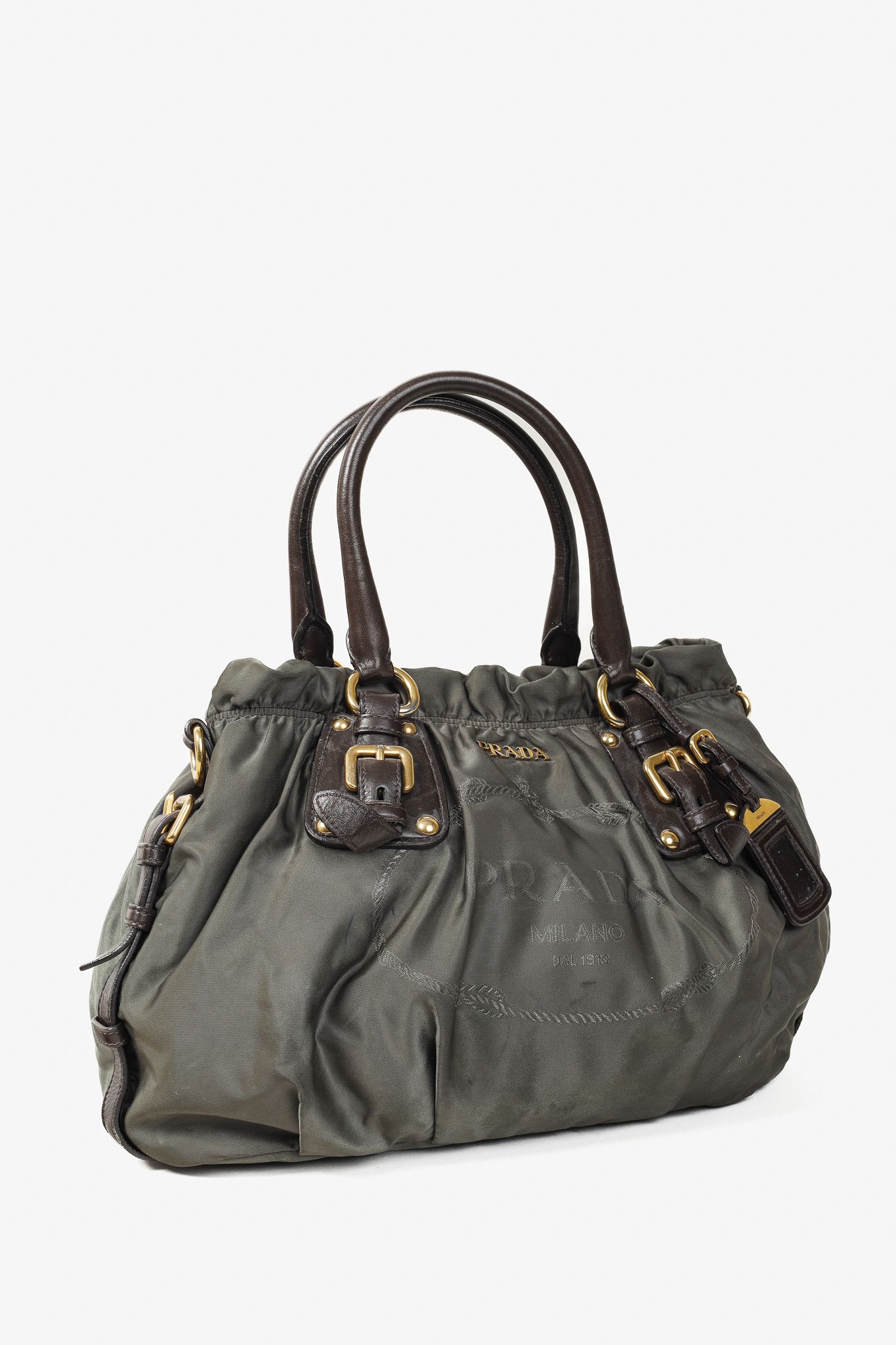Prada Prada Green Tessuto Jacquard-Logo Leather-Trim 2-Way Bag Size ONE SIZE - 2 Thumbnail