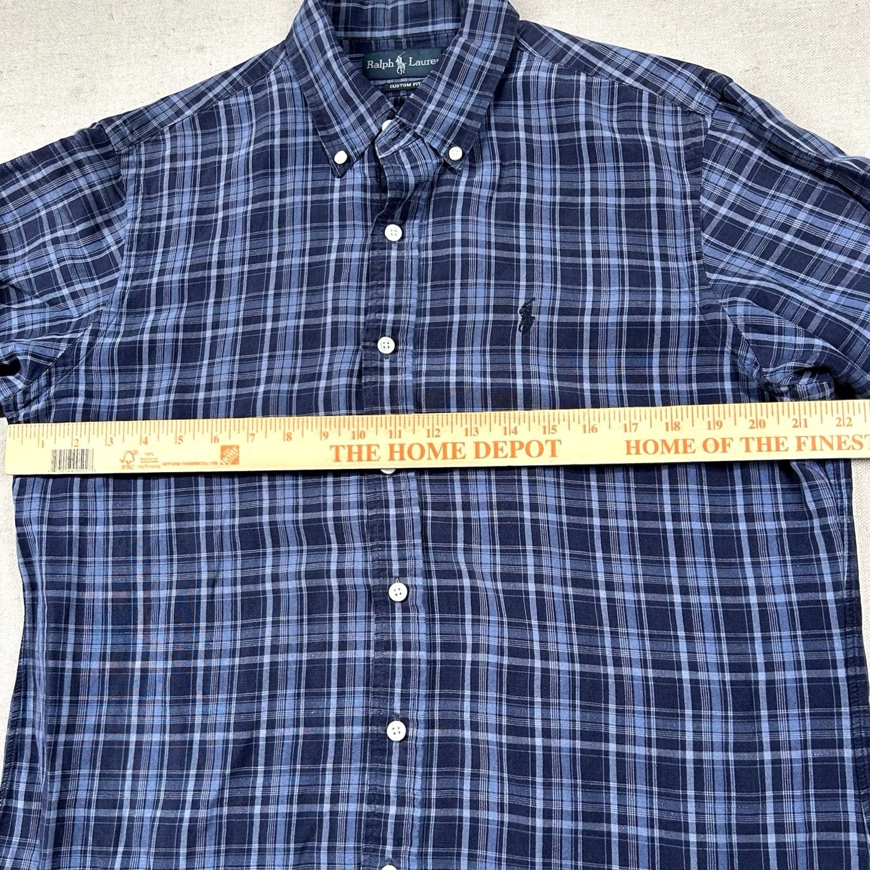 Ralph Lauren Ralph Lauren Shirt Mens L Silk Linen Blend Button Down Plaid Navy Blue Beachy Size US L / EU 52-54 / 3 - 6 Thumbnail
