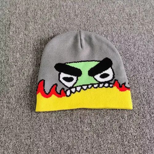 Other Cartoon Flames No Cuff Beanie Hat Grey Color Size ONE SIZE - 4 Thumbnail