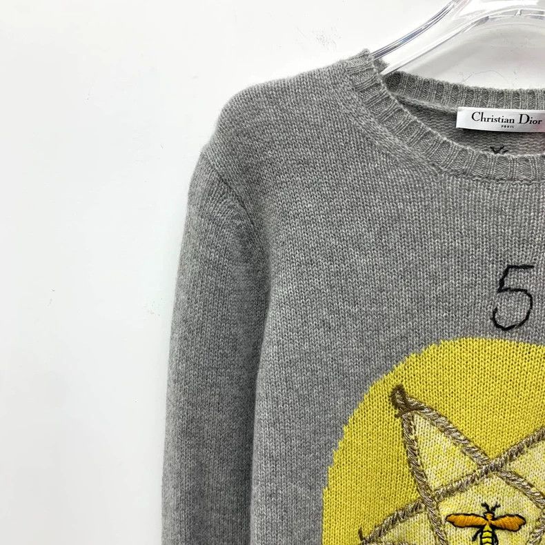 Dior Dior Gray five-pointed star bee embroidered cashmere round- Size XS / US 0-2 / IT 36-38 - 3 Thumbnail