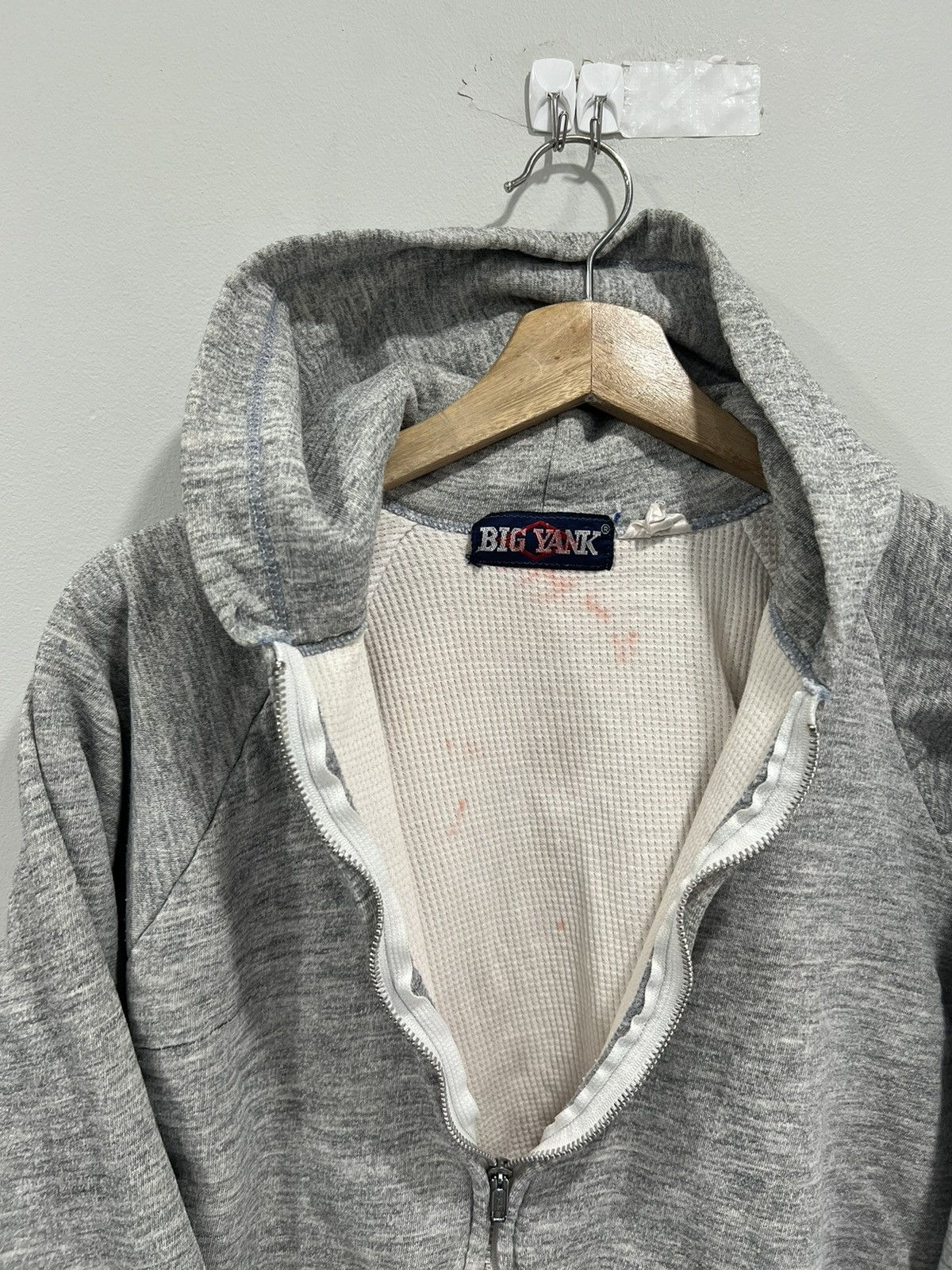 Vintage Vintage 90s Thrashed Big Yank Thermal Lined Hoodie zip blank Size US S / EU 44-46 / 1 - 3 Thumbnail