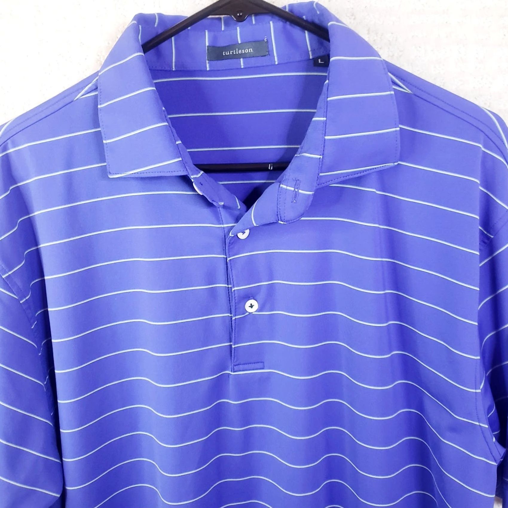 Vintage Turtleson Polo Shirt Mens Large Striped Purple Cobblestone Logo Golf Performance Short Sleeve Size US L / EU 52-54 / 3 - 3 Thumbnail