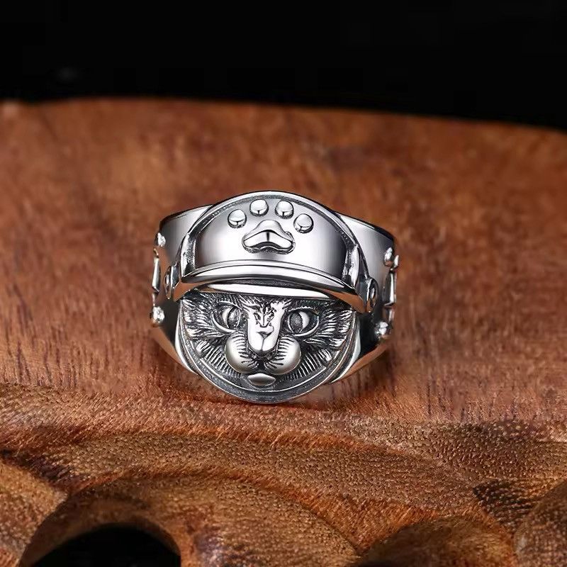 Jewelry Retro Cute Kitten Knight Cat Ring Size ONE SIZE - 1 Thumbnail
