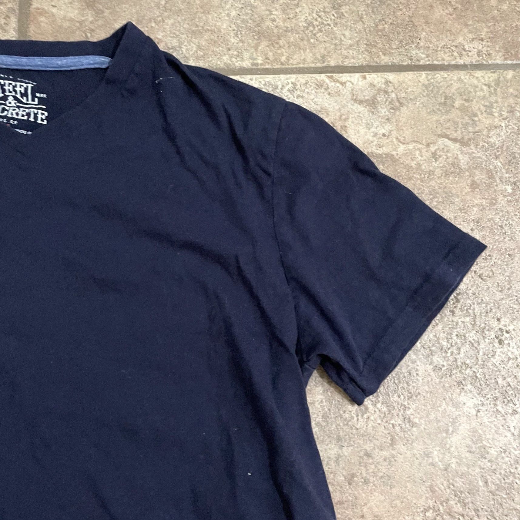 Vintage Steel & Concrete V-Neck Tee Mens Shirt M Blue 100% Cotton Size US M / EU 48-50 / 2 - 2 Thumbnail