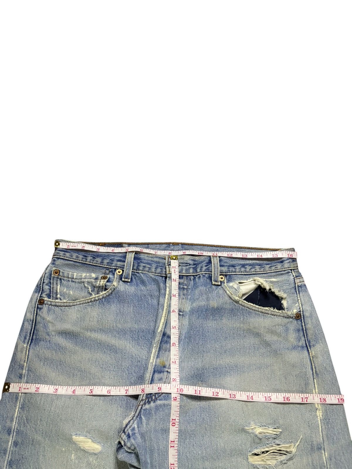 LVC × Levi's × Levi's Vintage Clothing Vintage 90s Levis 501 Mud Wash Distressed Patches Loose Jean Size US 33 - 10 Thumbnail