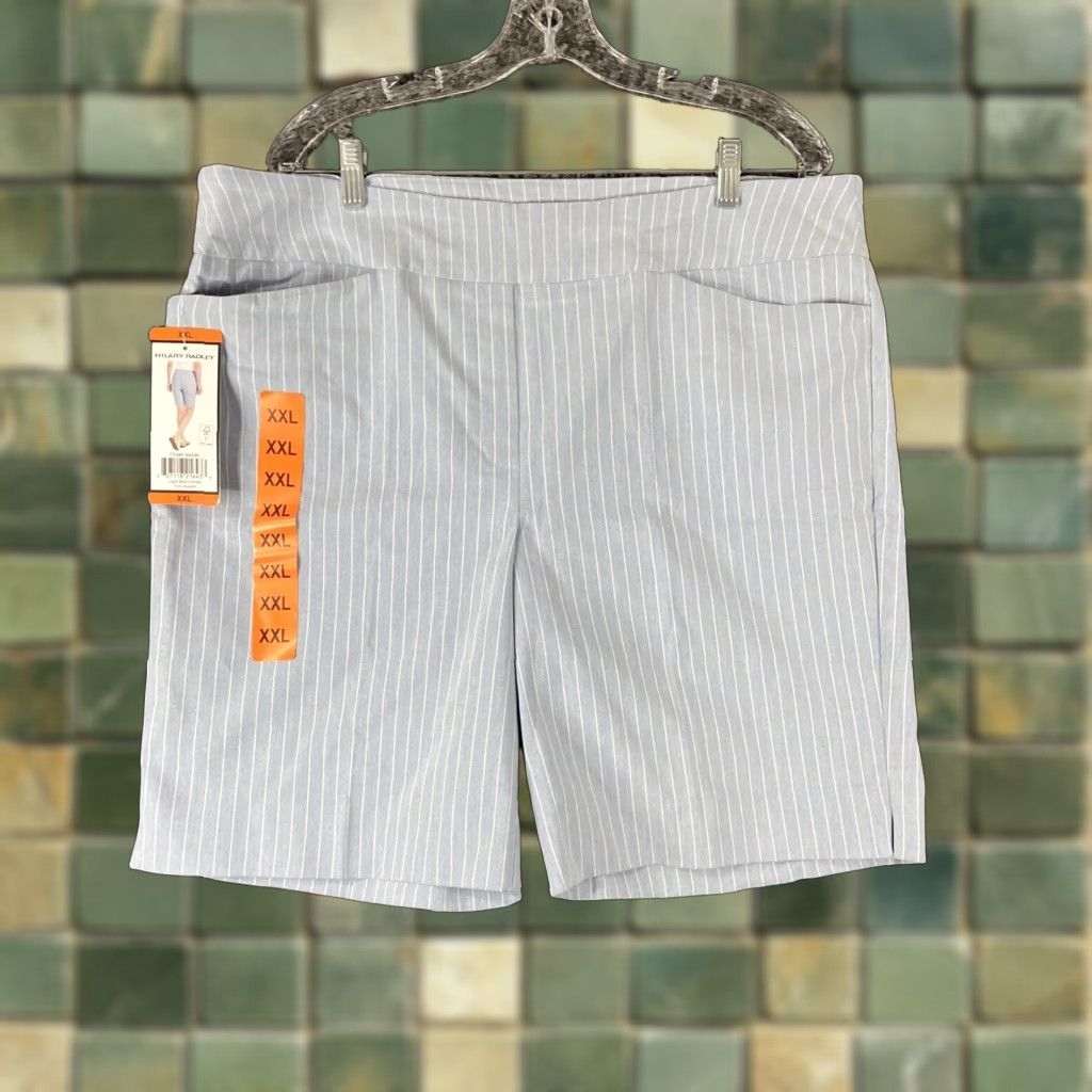 Vintage Hilary Radley Bermuda Shorts Women 2XL White Blue Striped Womens Size 40" / US 18 - 1 Thumbnail