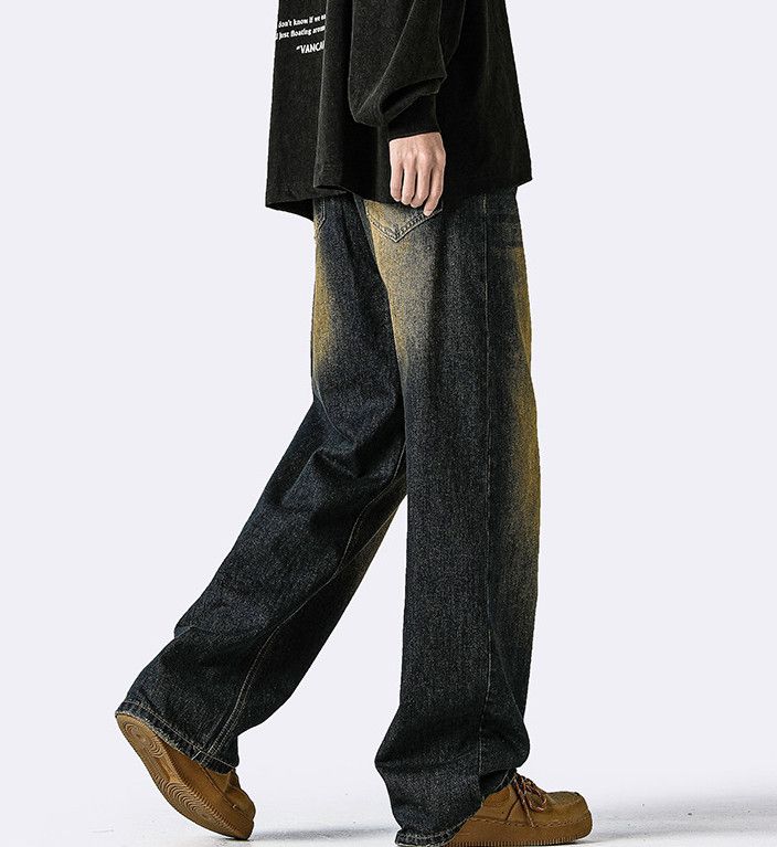 Japanese Brand Men's retro distressed washed loose straight casual jeans Size US 32 / EU 48 - 4 Thumbnail