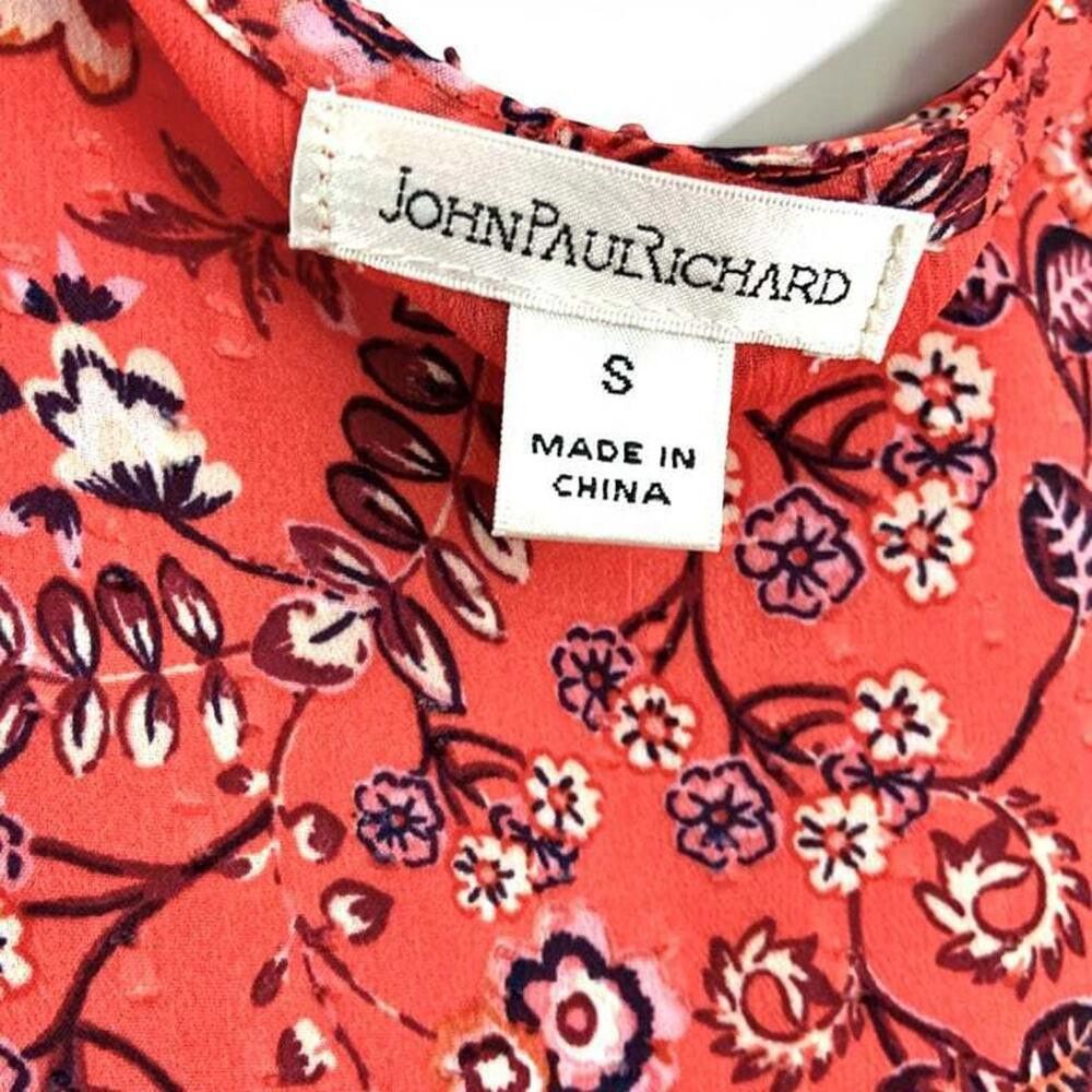 Designer Floral Bell Sleeve Blouse - Vibrant Coral Size S / US 4 / IT 40 - 5 Thumbnail
