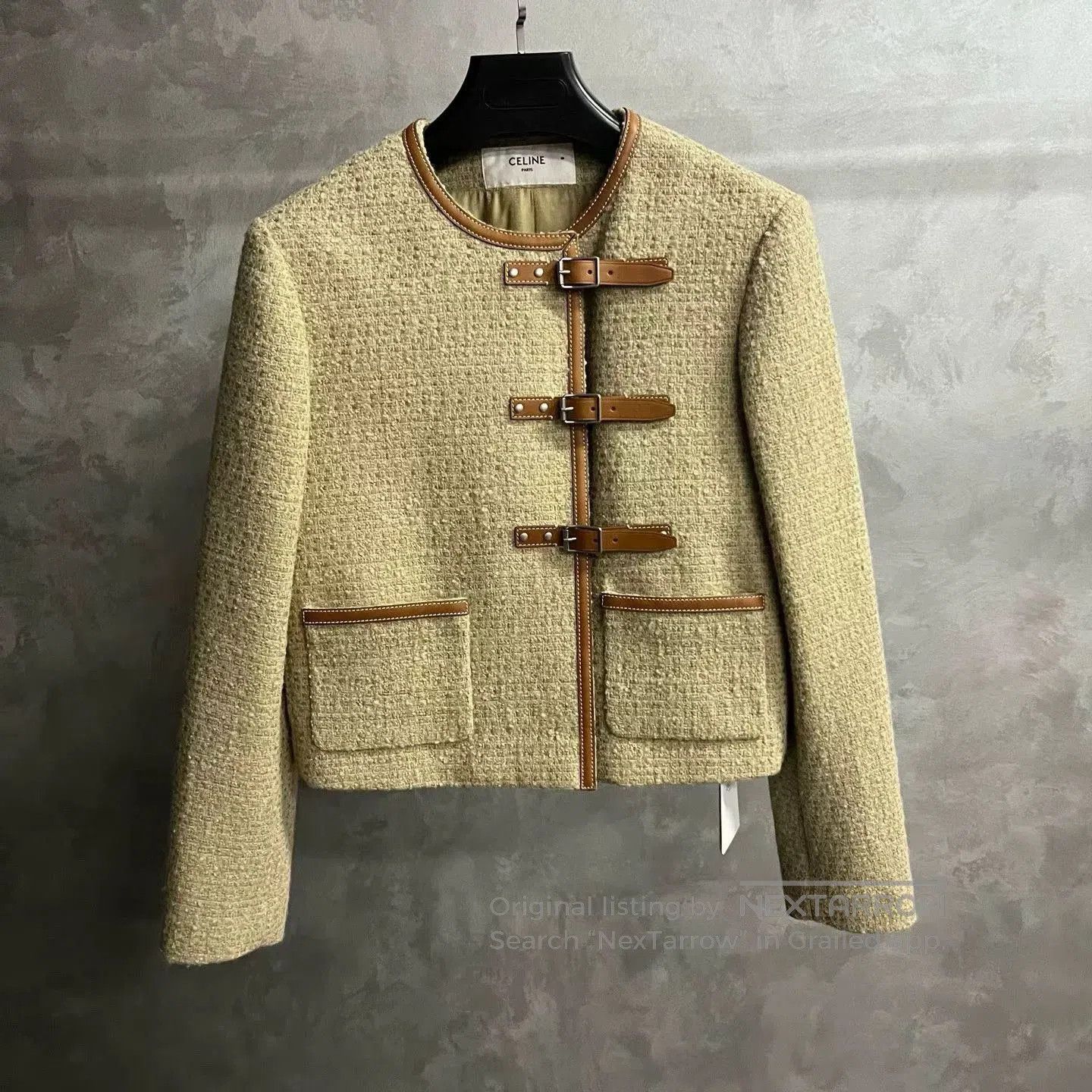 Celine Celine Beige Woven Bouclé Tweed Jacket. Size XS / US 0-2 / IT 36-38 - 1 Thumbnail