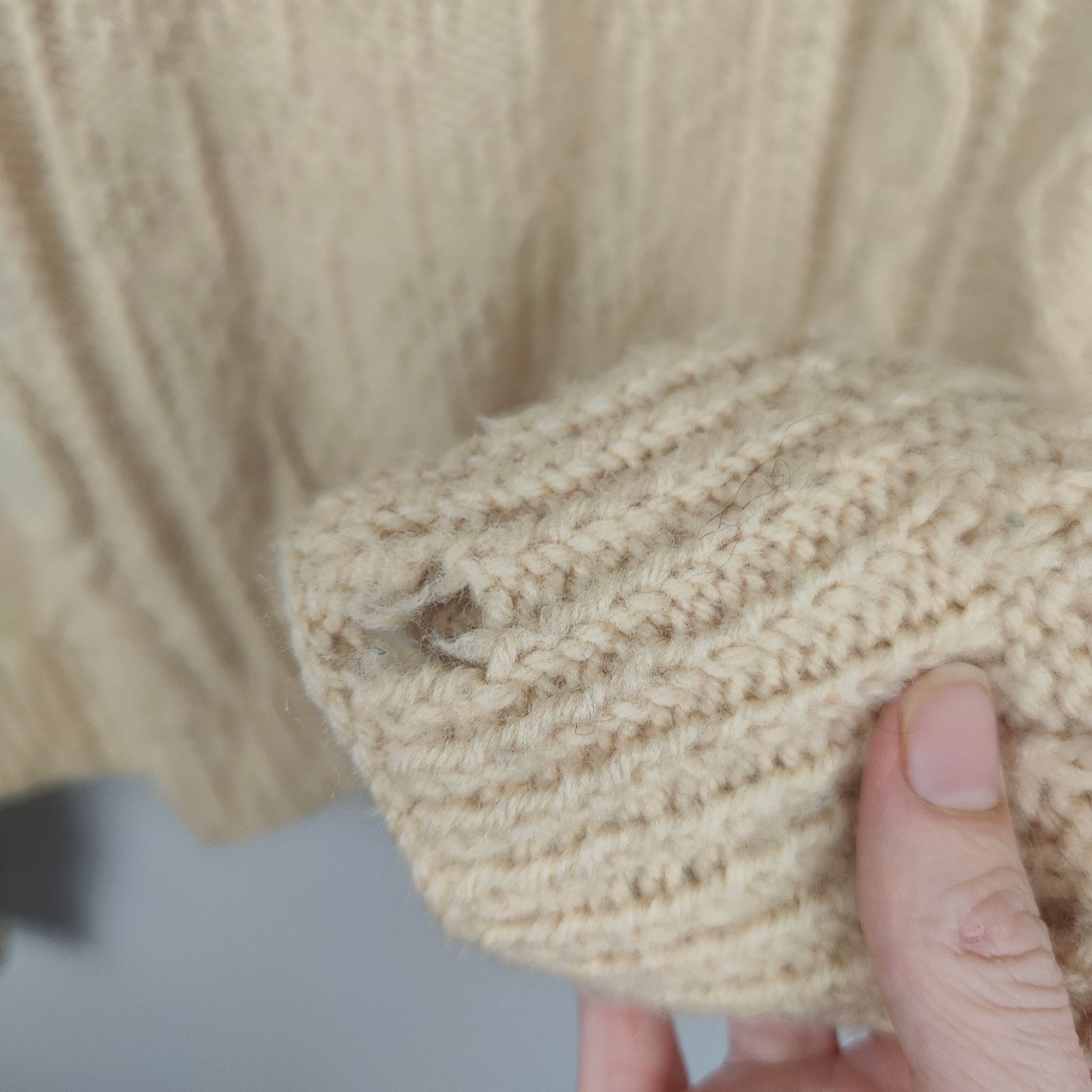 Other Vintage Handknit Fisherman Sweater Womens Large Beige Knit Size L / US 10 / IT 46 - 7 Thumbnail