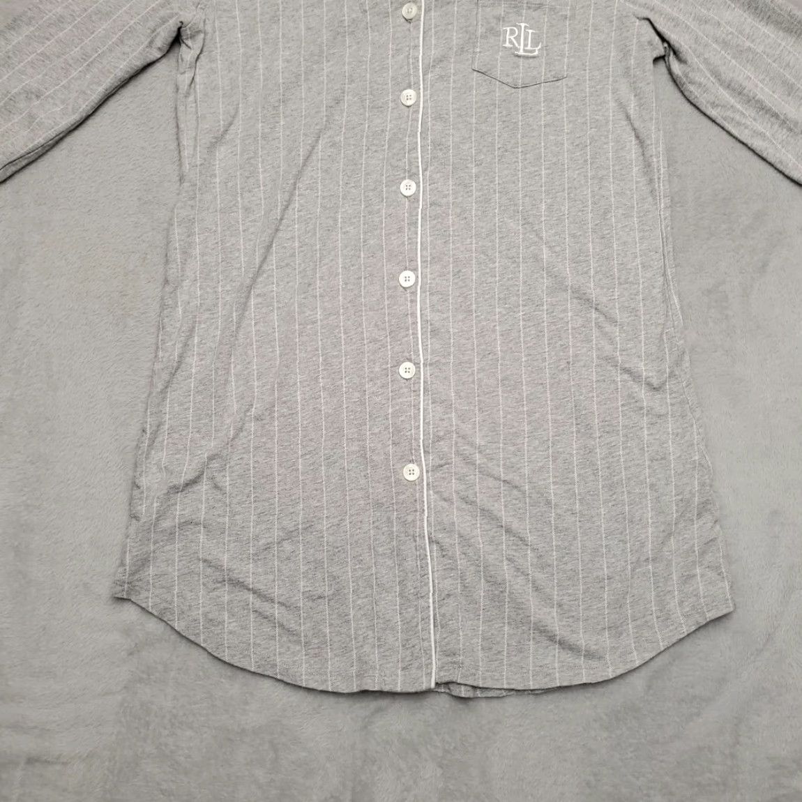 Ralph Lauren Lauren Ralph Lauren Shirt Women Small Gray Stripe Baseball Jersey 3/4 Sleeve Size S / US 4 / IT 40 - 2 Thumbnail