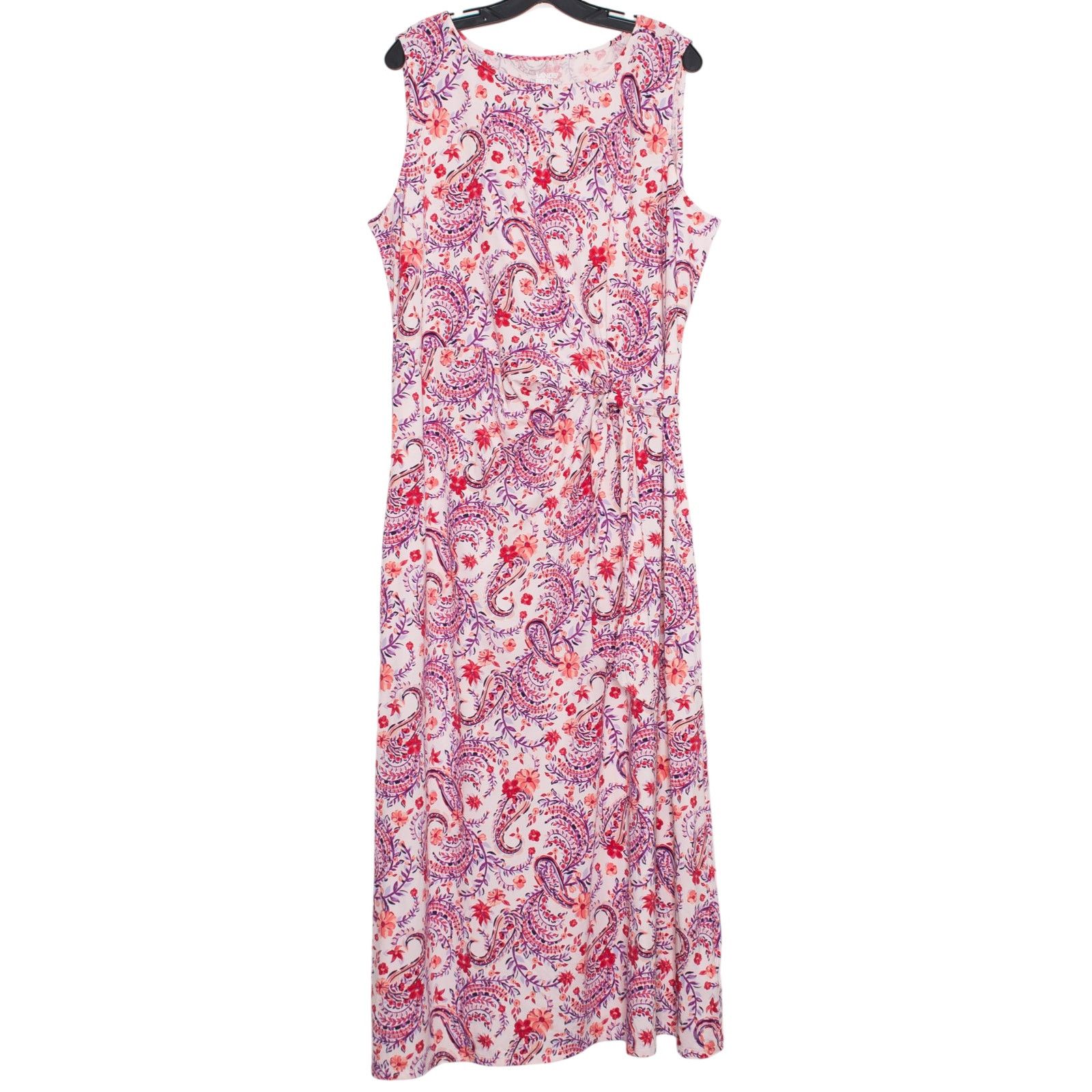 Lands' End NWT Lands End Maxi Dress Paisley Tie Waist Pink Plus Size 1X Size XXL / US 16-18 / IT 52-54 - 1 Thumbnail