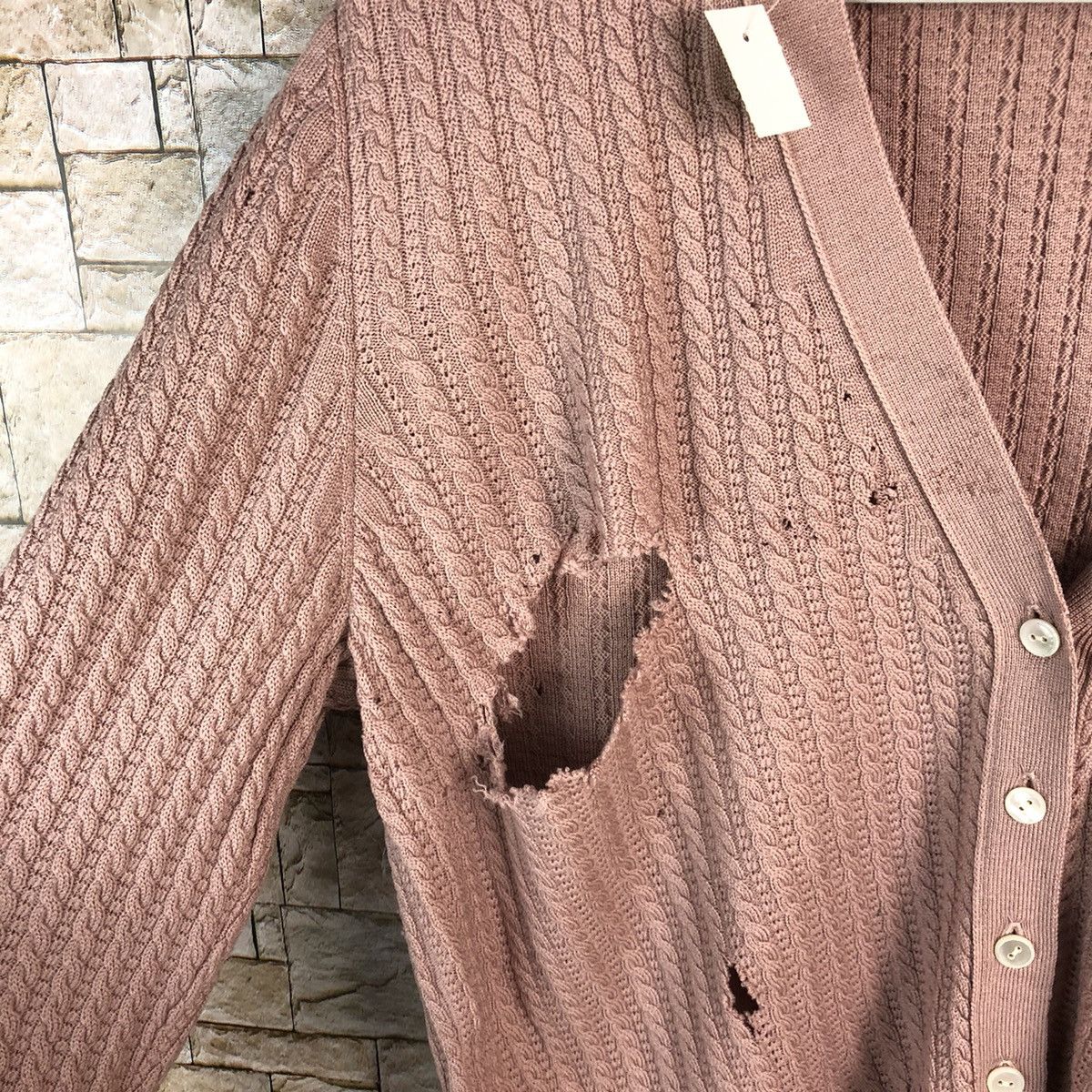 Homespun Knitwear × Japanese Brand Leilian Pink Cardigan ripped Knitwear #A1181 Size M / US 6-8 / IT 42-44 - 9 Thumbnail