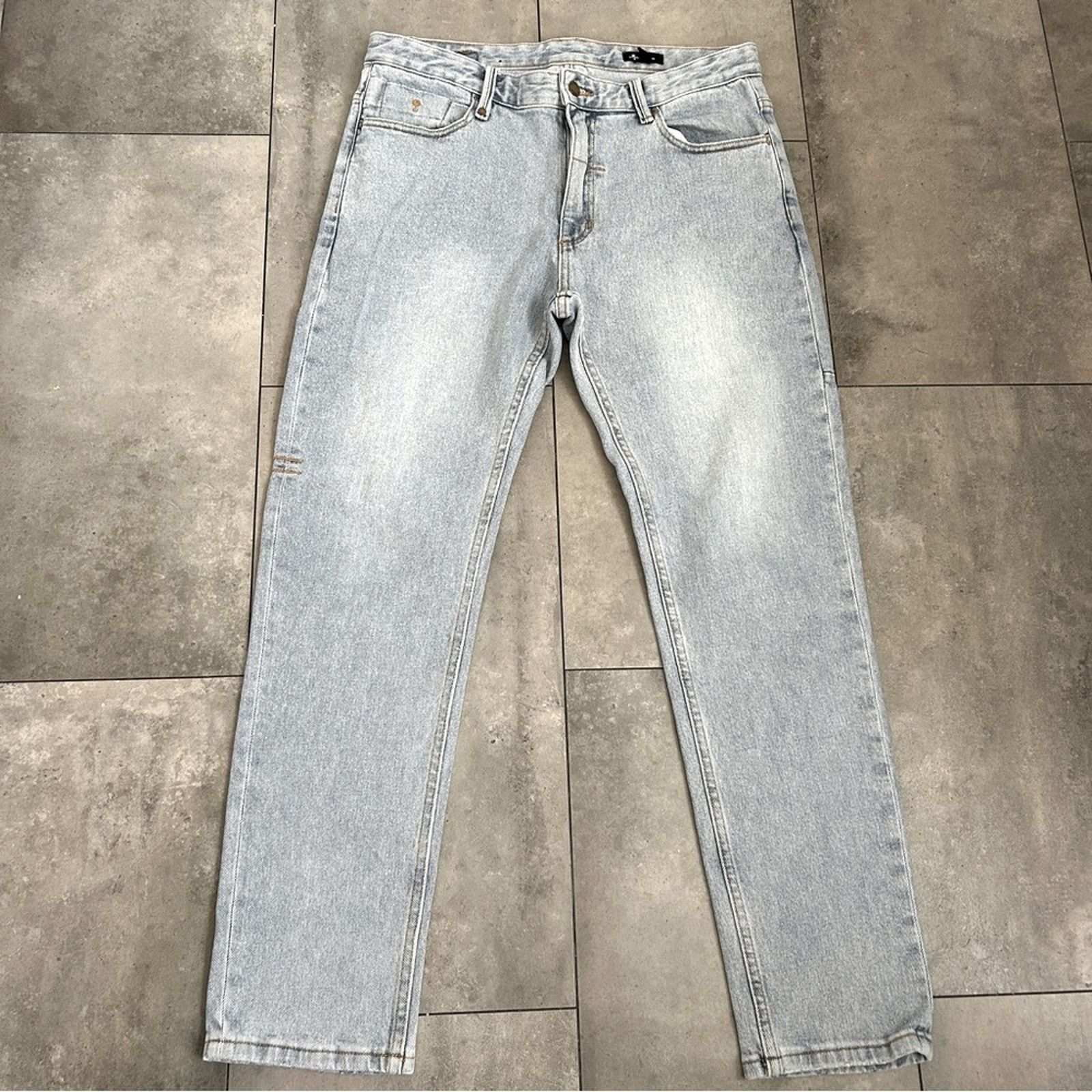THRILLS Men's THRILLS Bones denim jeans light wash blue straight 36 Size US 36 / EU 52 - 2 Thumbnail