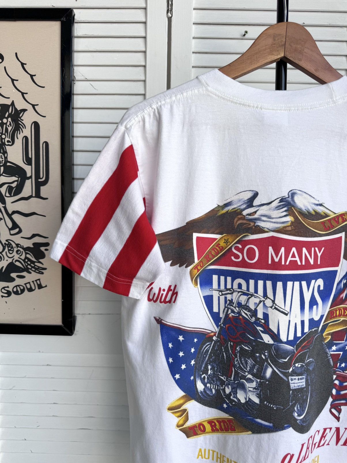 Vintage Vintage Biker Motorcycle Eagle Graphic Tee Shirt USA Flag Size US L / EU 52-54 / 3 - 9 Thumbnail