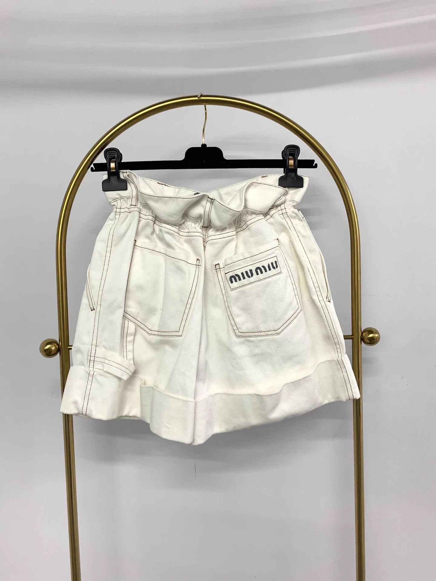 Miu Miu MIU MIU Women's Cream Denim Bloomers 40 New Size 27" / US 4 / IT 40 - 2 Thumbnail