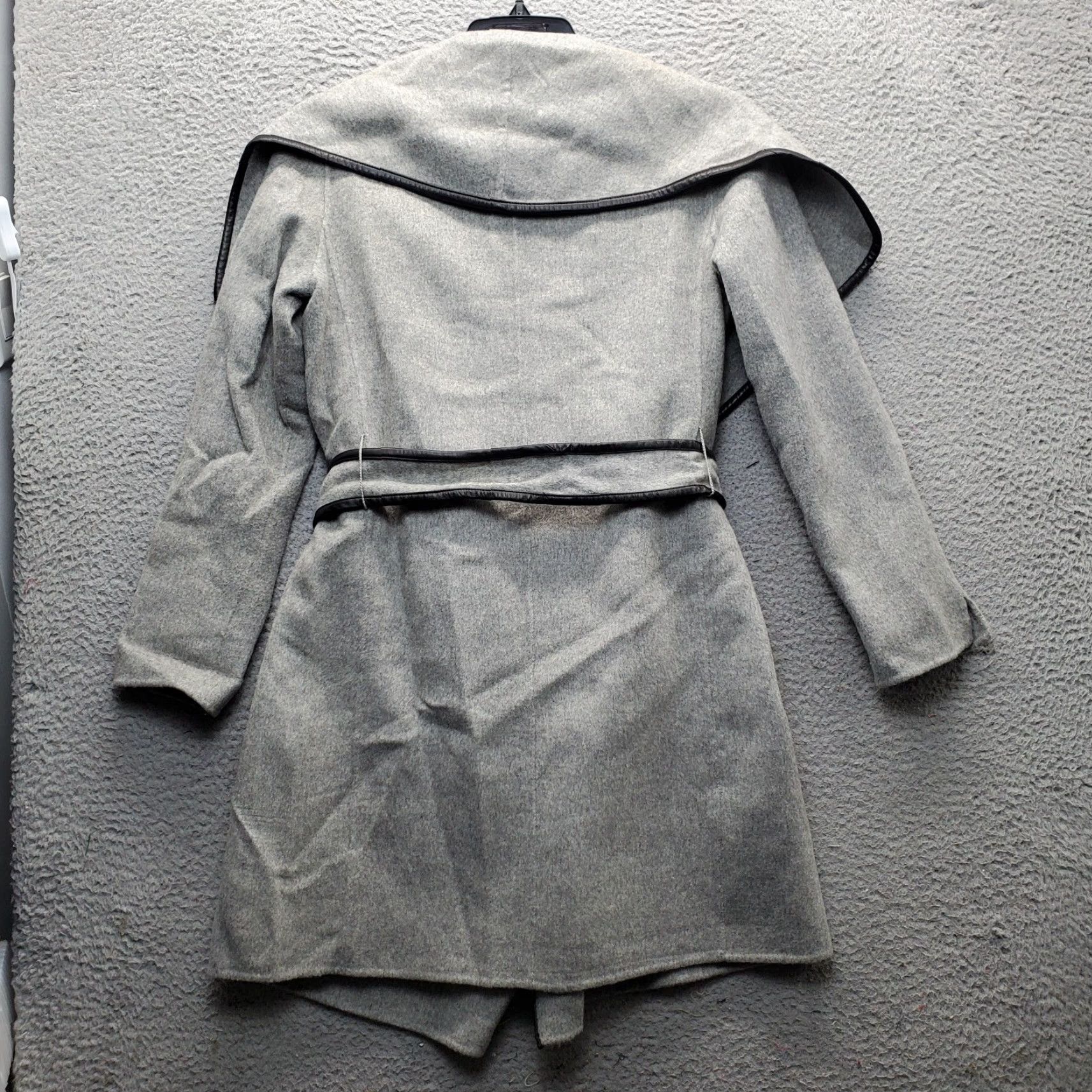 Vince Vince Wrap Coat Womens XS Gray Wool Blend Leather Trim Belted Waist Drape Front Size XS / US 0-2 / IT 36-38 - 2 Thumbnail