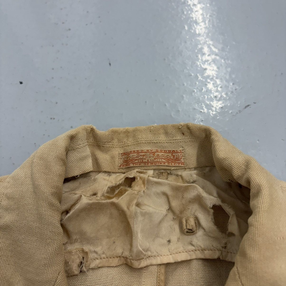 Other Vintage 40s Palm Beach Cream Linen Distressed Suit Size 40R - 4 Thumbnail