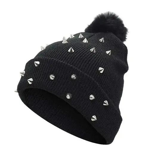 Other Rivet Winter Pompom Beanies Punk Rock Hats Size ONE SIZE - 3 Thumbnail
