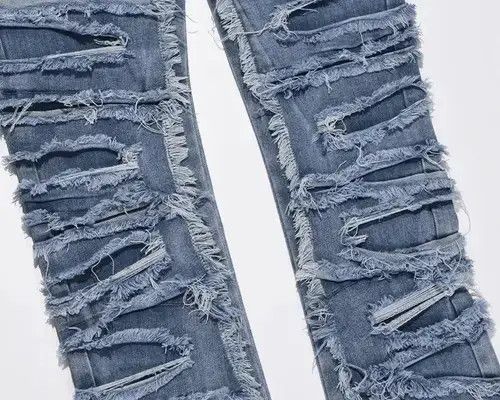 Jean ripped distressed patch flared jeans Size US 34 / EU 50 - 7 Thumbnail