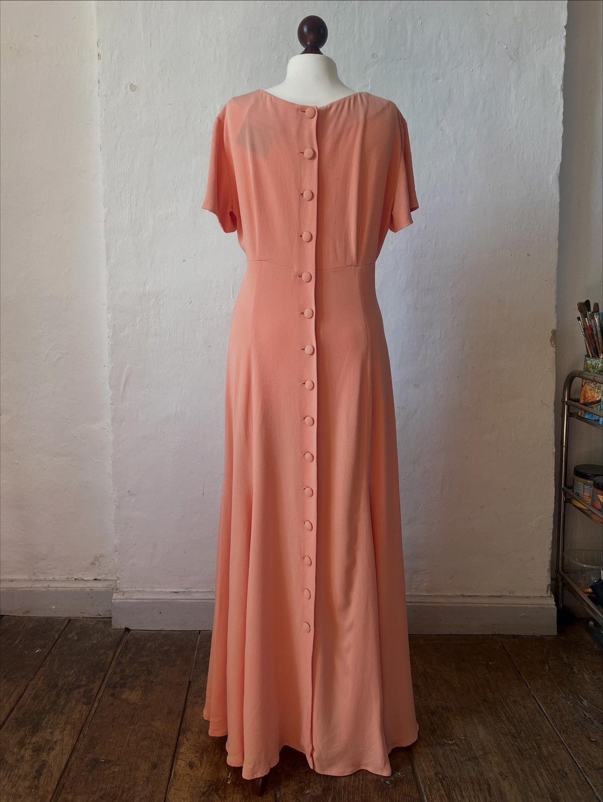 Moschino 1990s Franco Moschino Couture maxi dress gown peach silk Size S / US 4 / IT 40 - 3 Thumbnail