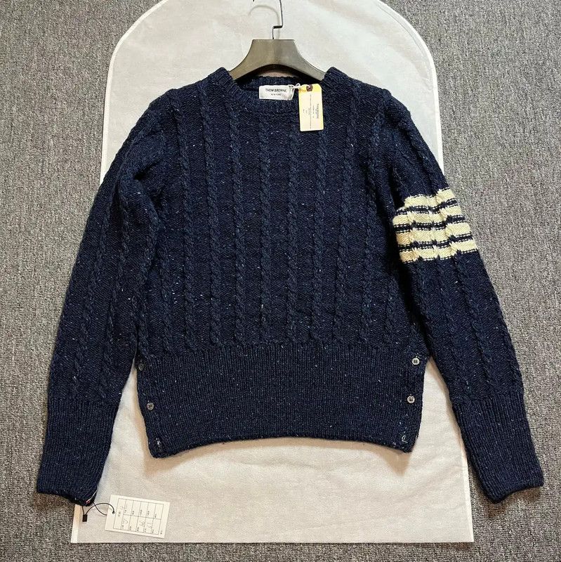 Thom Browne Thom Browne Navy Wool Crewneck Sweater for Men 0089 Size US XL / EU 56 / 4 - 1 Thumbnail