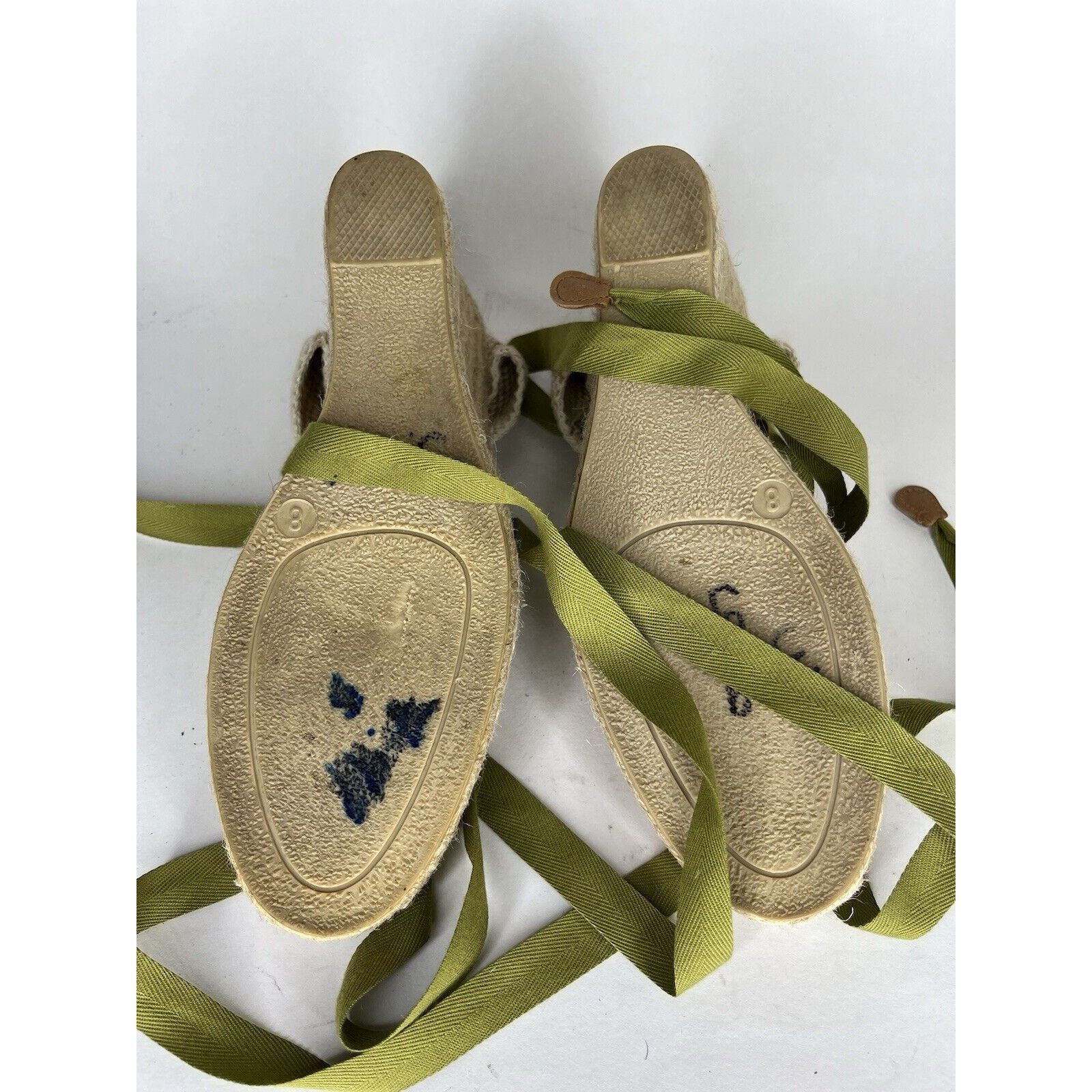 Other J. Crew Beige Fabric Striped Green Lace Espadrilles Wedges W Size US 8 / IT 38 - 7 Thumbnail