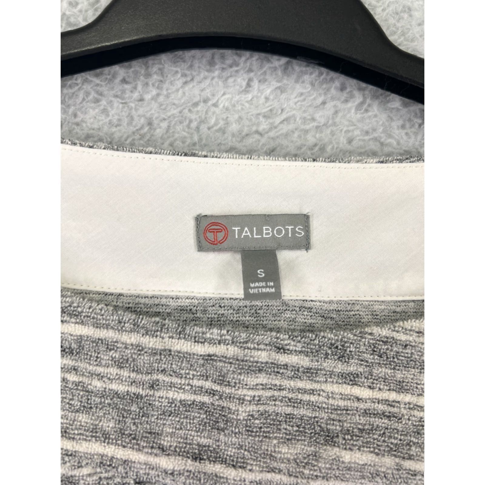Talbots Talbots Shirt Women Small Gray Striped Long Sleeve Round Neck Casual Cotton Blend Size S / US 4 / IT 40 - 3 Thumbnail