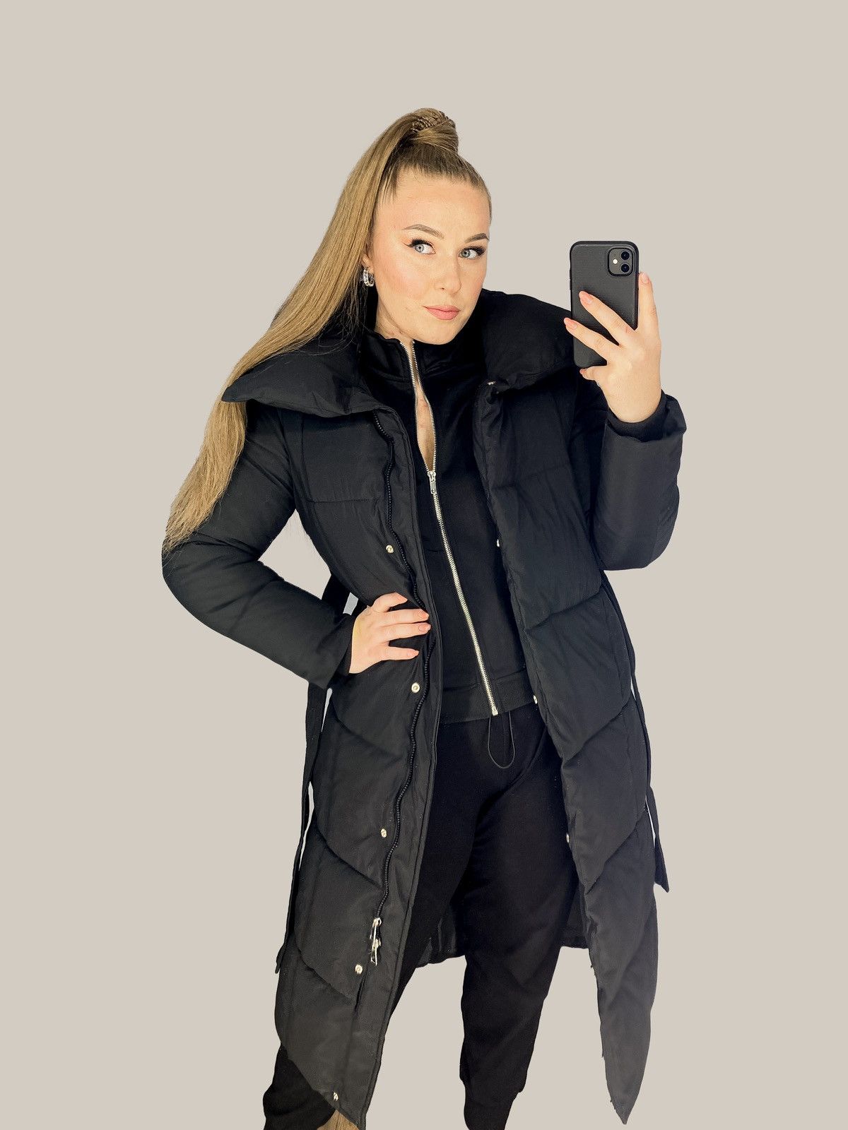 Other Long Black Puffer Coat – Modern Luxury & Warmth Size L / US 10 / IT 46 - 2 Thumbnail