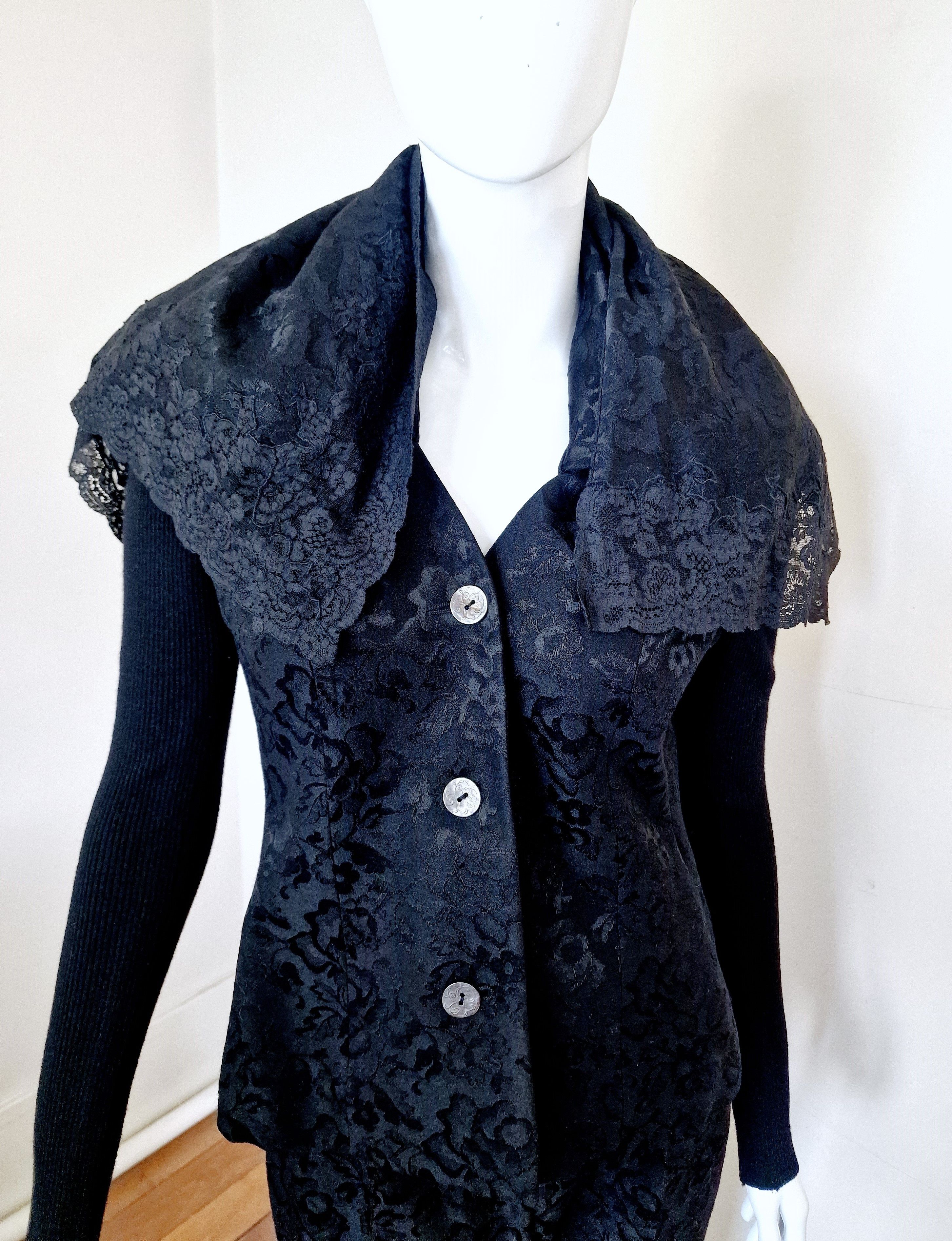 Dior Christian Dior 1998 Galliano Lace Mourning Veil Dress Suit Size M / US 6-8 / IT 42-44 - 3 Thumbnail