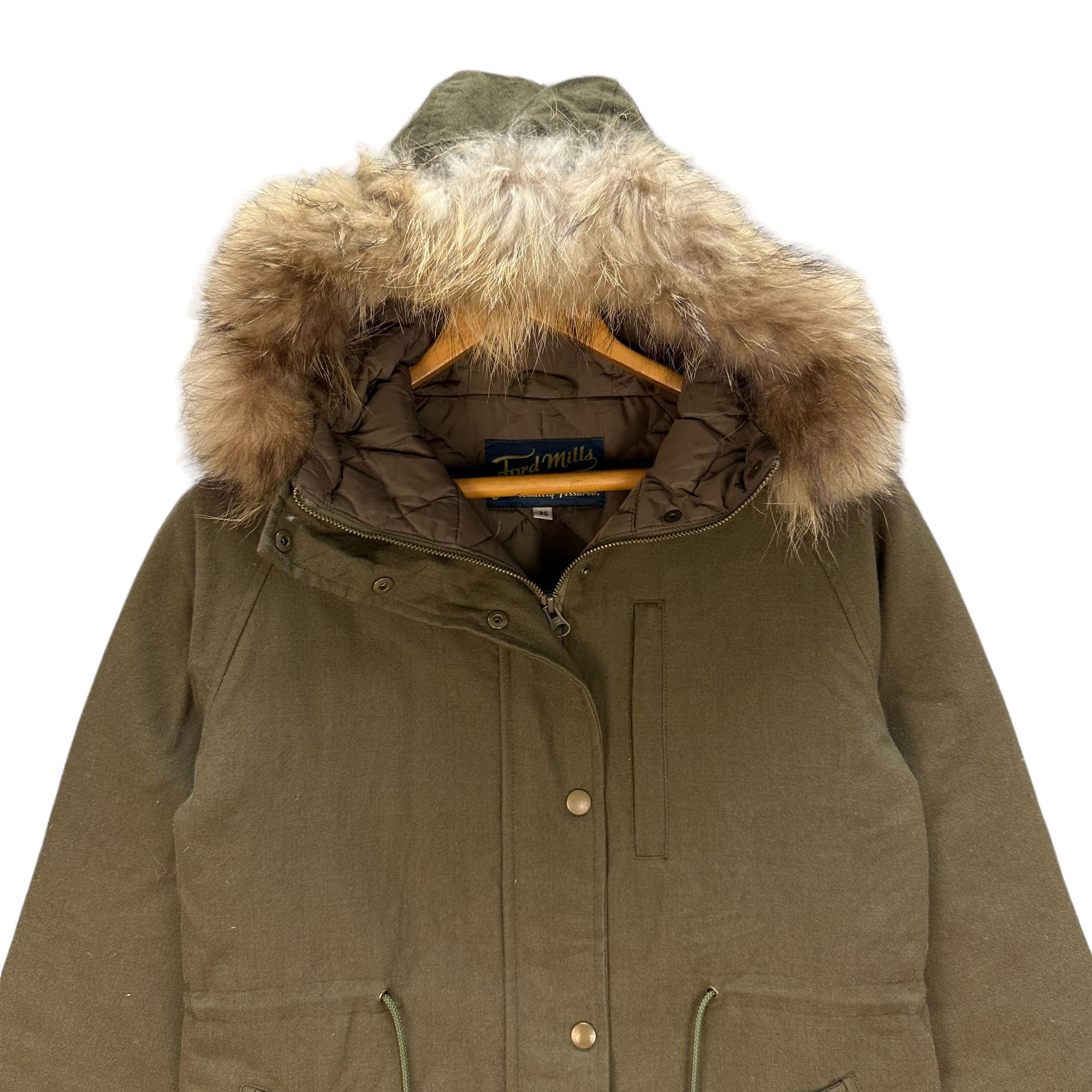Ford FORD MILLS Raccoon Fur Hooded Wool Parka #A24-0552 Size XS / US 0-2 / IT 36-38 - 2 Thumbnail