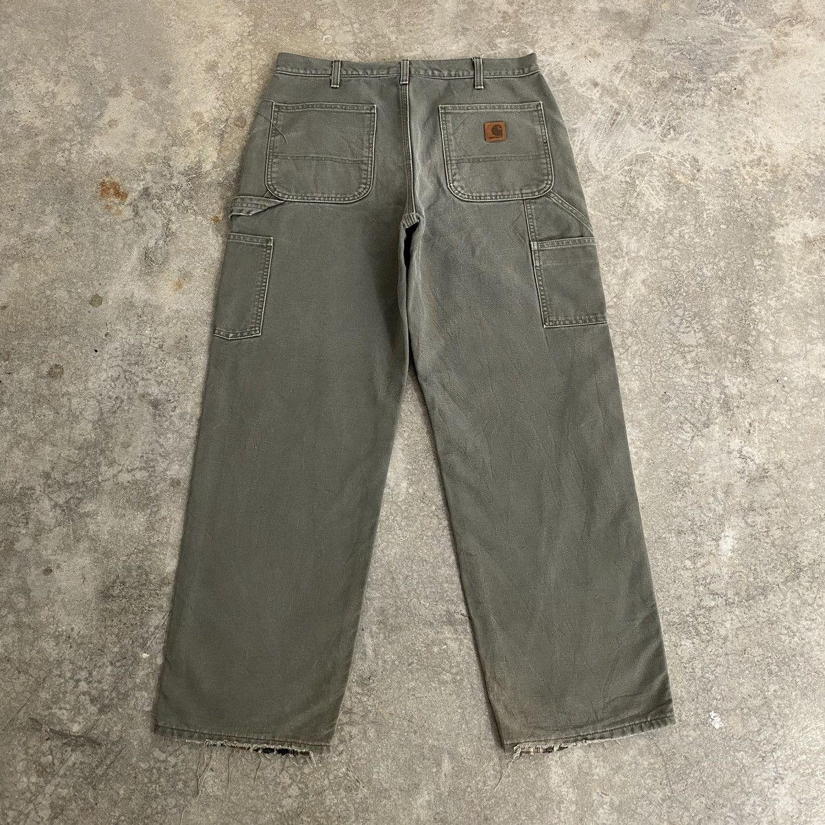 Carhartt VTG Carhartt Blanket Lined Moss Green Carpenter Pants Size US 33 - 14 Thumbnail