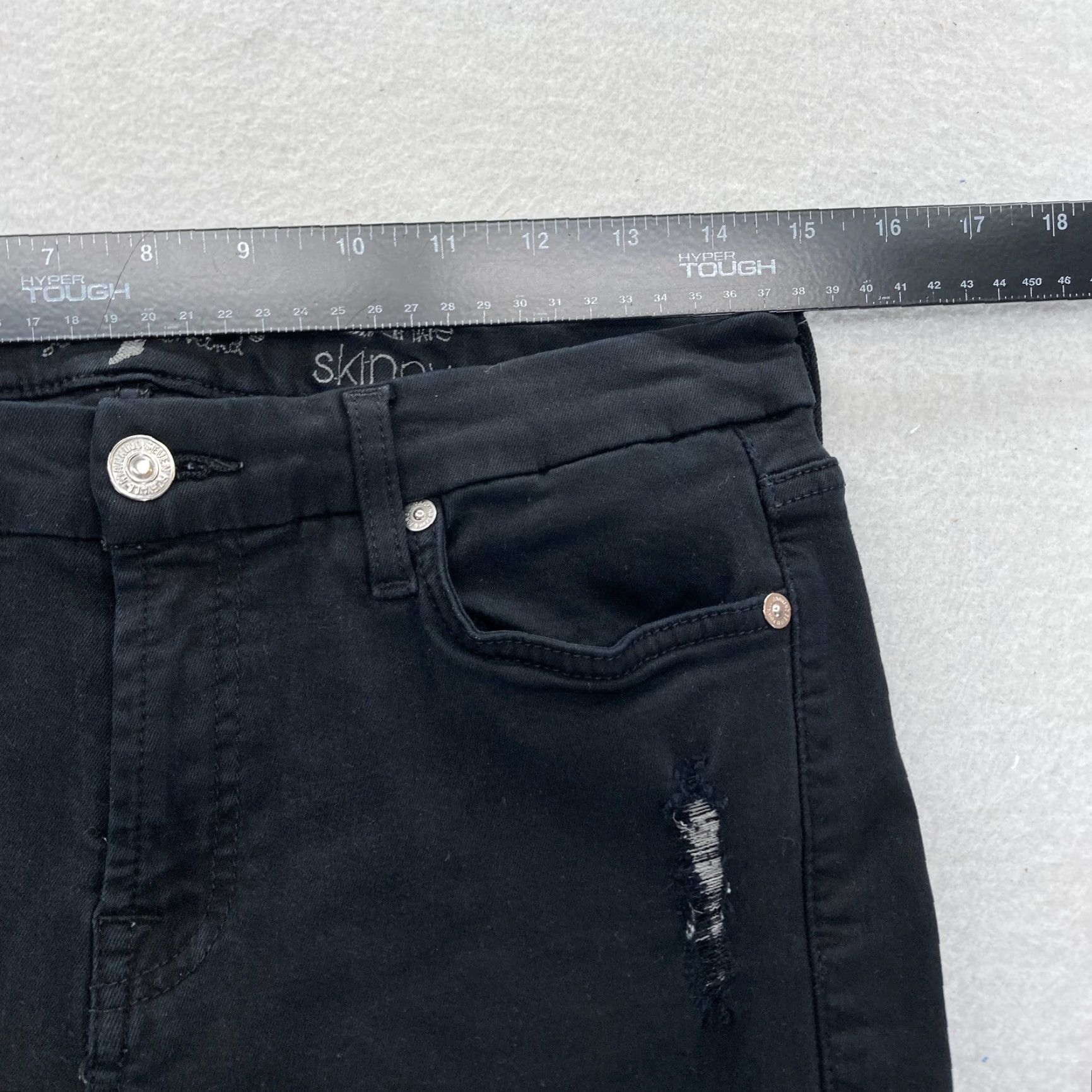 7 For All Mankind 7 For All Mankind Jeans Women's 29 Ankle Skinny Black Stretch Denim Distressed Denim Size 30" / US 8 / IT 44 - 7 Thumbnail