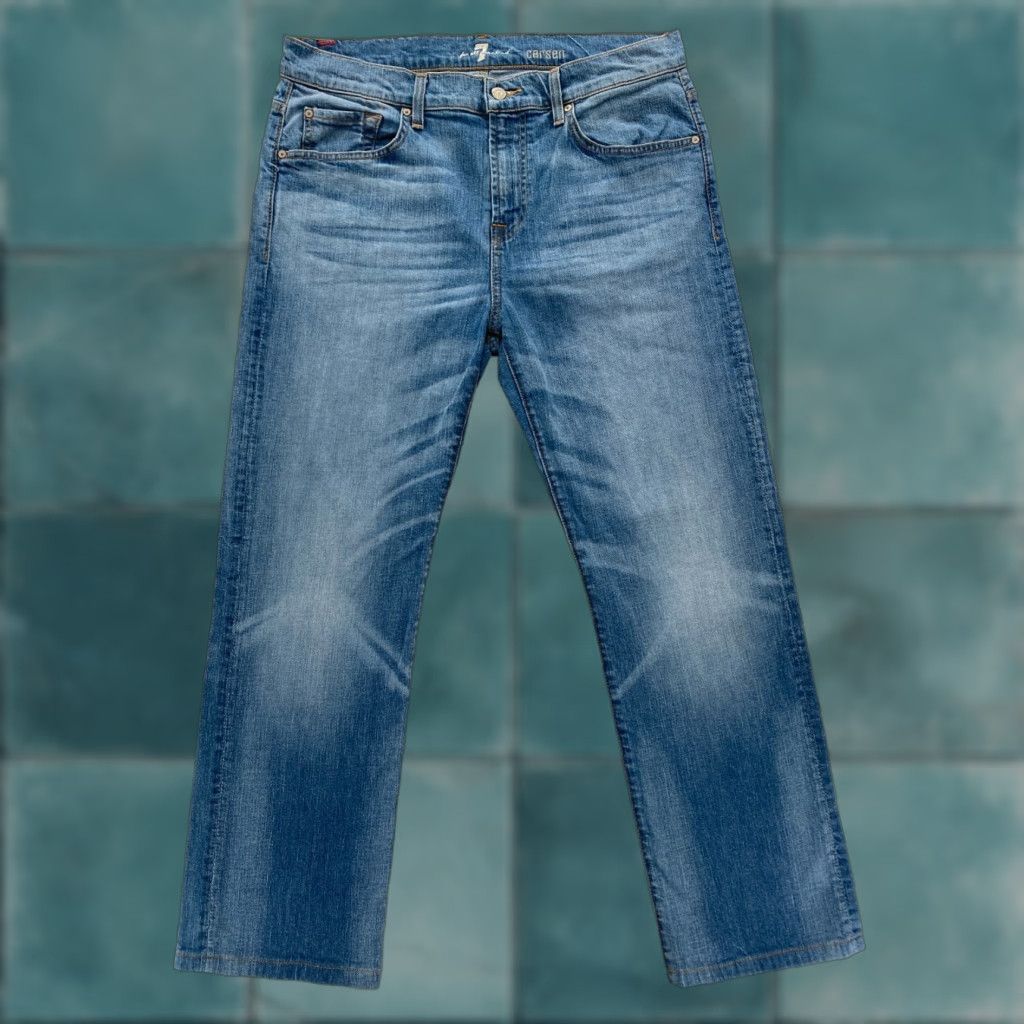 7 For All Mankind 7 For All Mankind Carsen Straight Jeans Mens 34x29 Blue Stretch Denim Casual Size US 34 / EU 50 - 1 Thumbnail