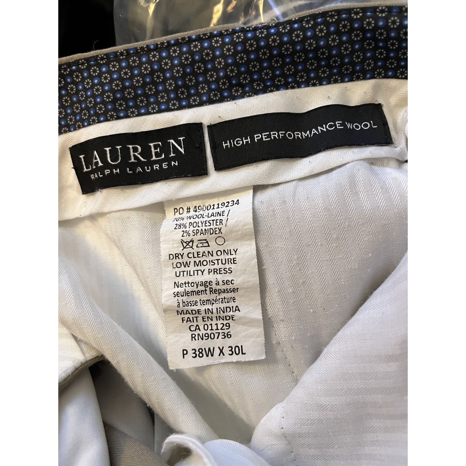 Lauren Ralph Lauren Ralph Lauren Mens Pants Trousers 38x30 Khaki Pleated Wool Size 38R - 2 Thumbnail