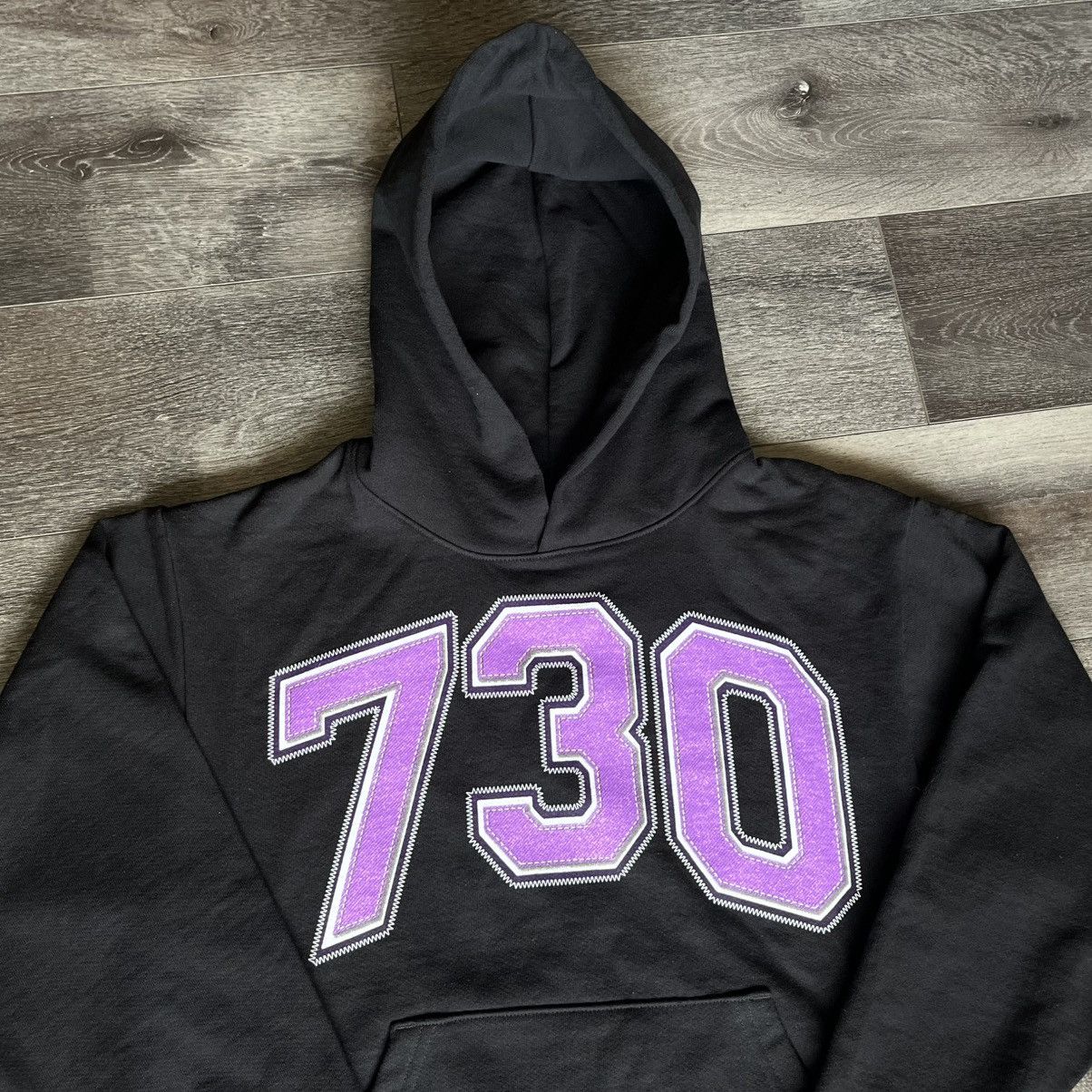 Asspizza Asspizza Purple Glitter Stitch Print Logo Black Hoodie 730 Size US S / EU 44-46 / 1 - 3 Thumbnail