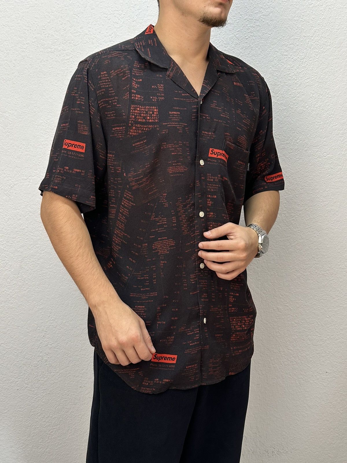 Supreme Vintage Supreme Receipts Rayon Shirt Black Men FW20 VISCOSE Size US M / EU 48-50 / 2 - 3 Thumbnail