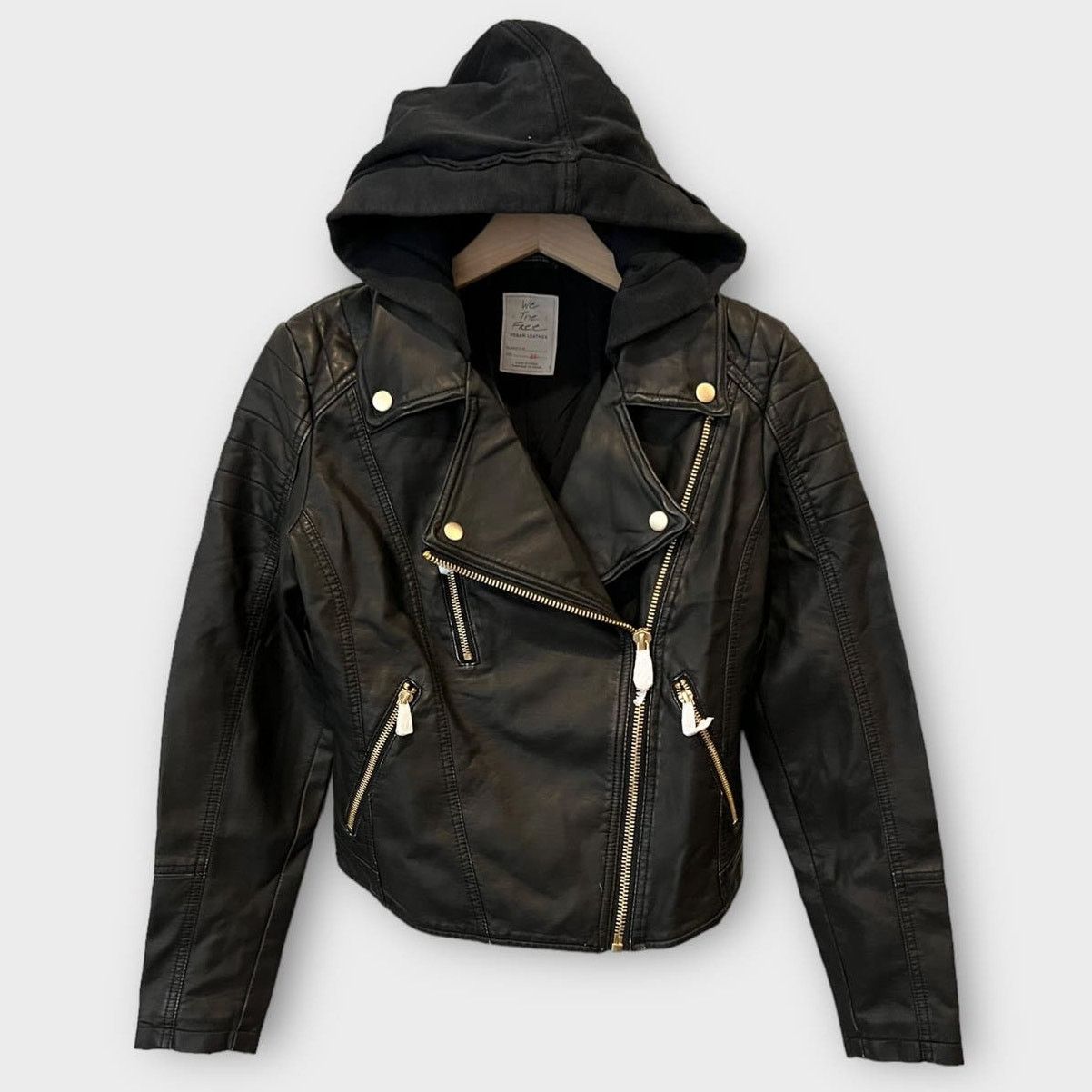Free People Free People Harriett Hooded Faux Leather Moto Jacket (XS) Size XS / US 0-2 / IT 36-38 - 7 Thumbnail
