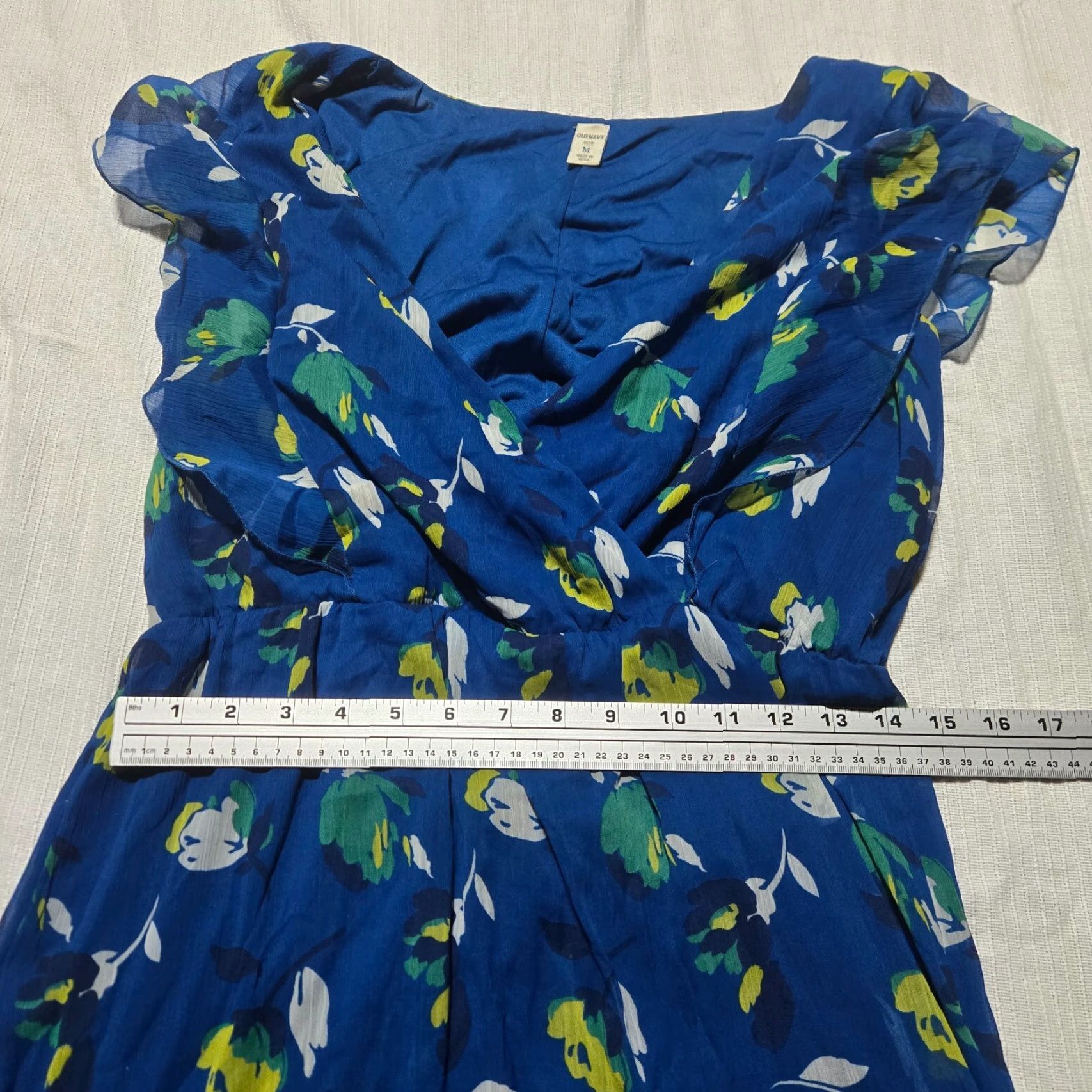 Old Navy VINTAGE Old Navy Women's Shirt Dress Long Sleeve Floral Pattern Blue Medium 90s Tourney Dress Size M / US 6-8 / IT 42-44 - 5 Thumbnail