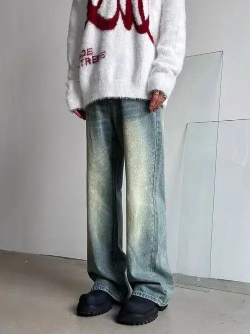 Jean Street yellow clay dye washed baggy jeans Size US 33 - 3 Thumbnail