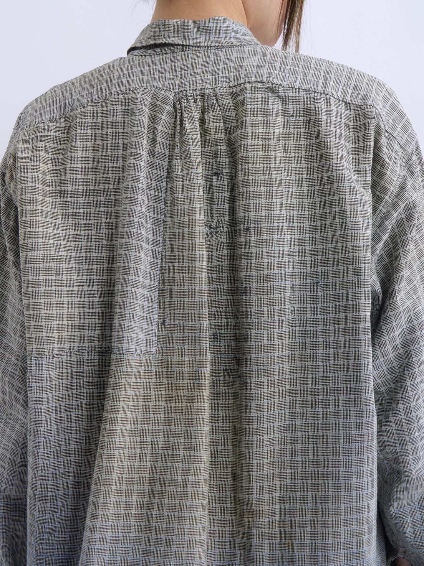 Other European Antique 50Y Check Gradation Boro Pullover Shirt Size XL / US 12-14 / IT 48-50 - 7 Thumbnail